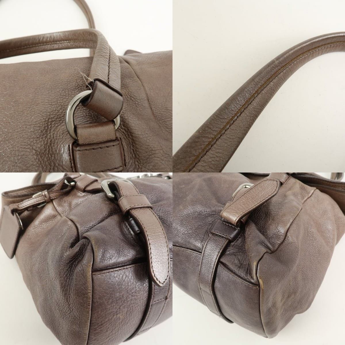 Prada Prada Logo Calfskin Shoulder Bag Metallic Brown Size ONE SIZE - 4 Thumbnail