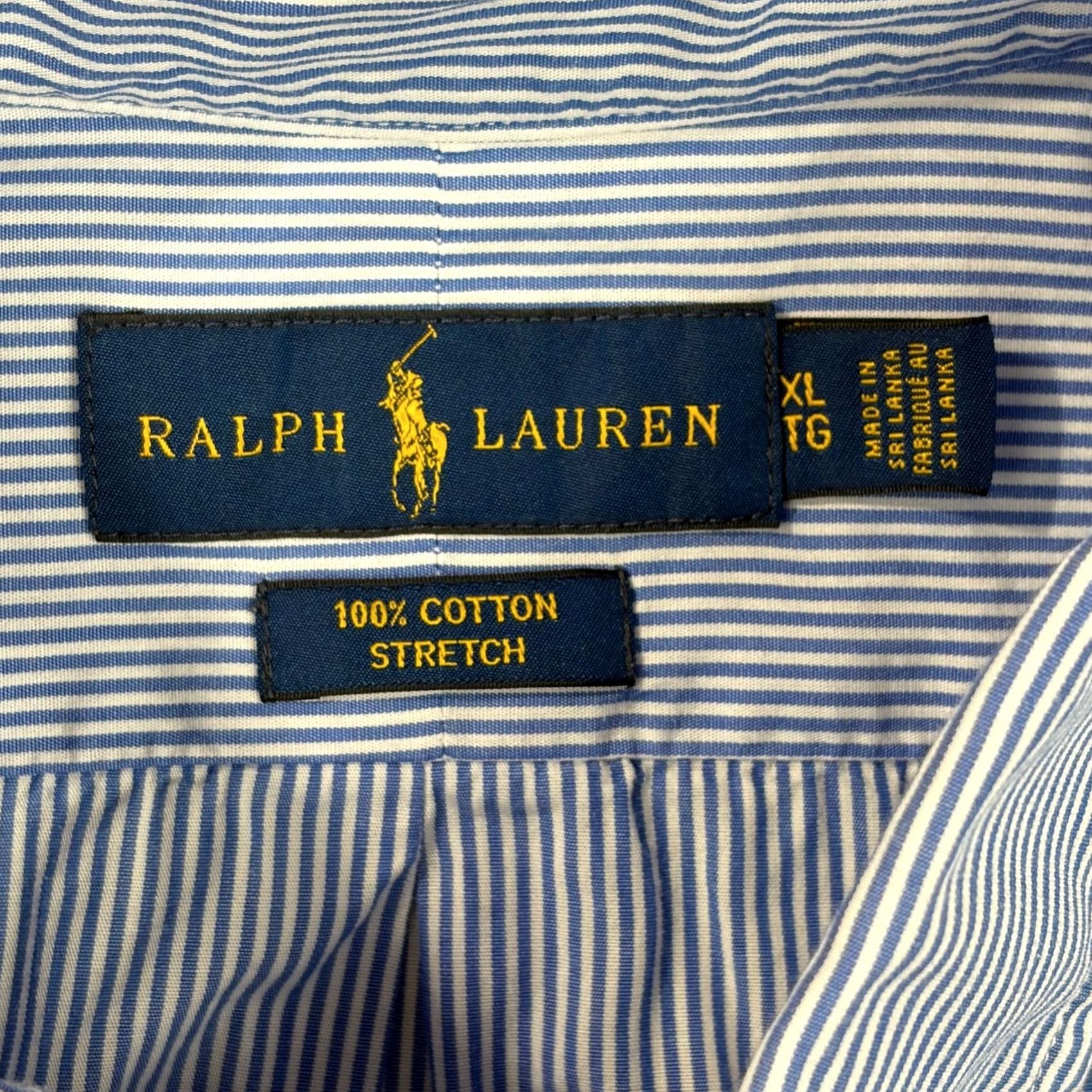 Ralph Lauren Ralph Lauren Mens XL Button-Down Shirt Blue White Striped Cotton Stretch L/S Embroidered Pony Chest 52 in Casual Business Wear Mens XL Size US XL / EU 56 / 4 - 3 Thumbnail