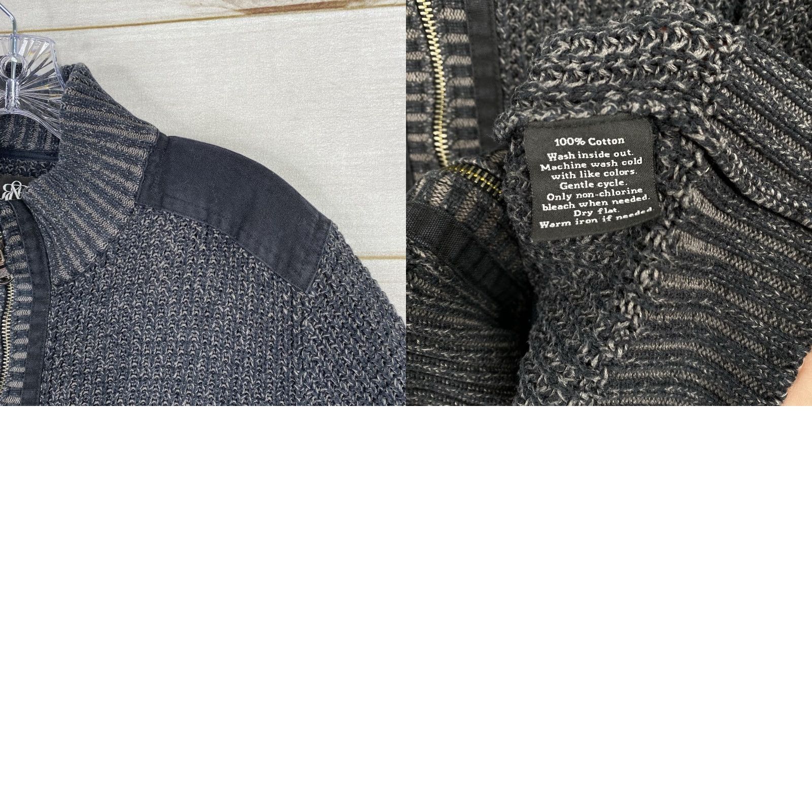 Vintage Rock & Republic Sweater Cardigan Full Zip Mock Neck Wool? Black Dark Gray L Men’s Regular Knit, Cotton, Rock Theme, Pockets, Fall Winter, Hiking Mens Size US L / EU 52-54 / 3 - 8 Thumbnail