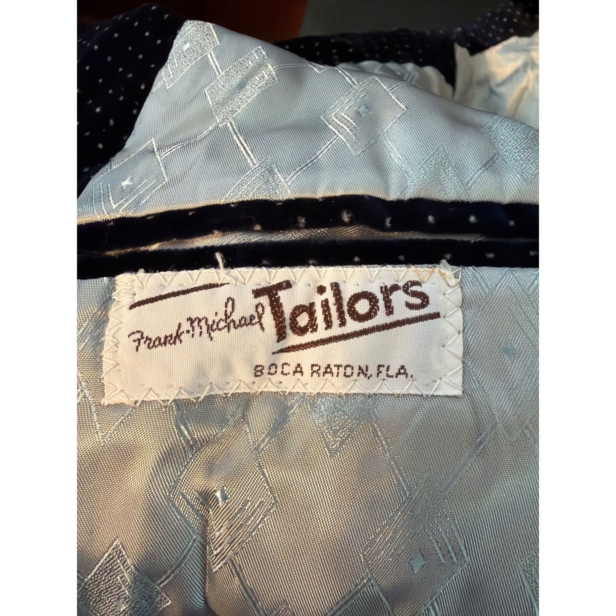 Other Vtg Navy Velvet Double-Breasted Polka Dot Jacket Silver Mono Size 36R - 6 Thumbnail