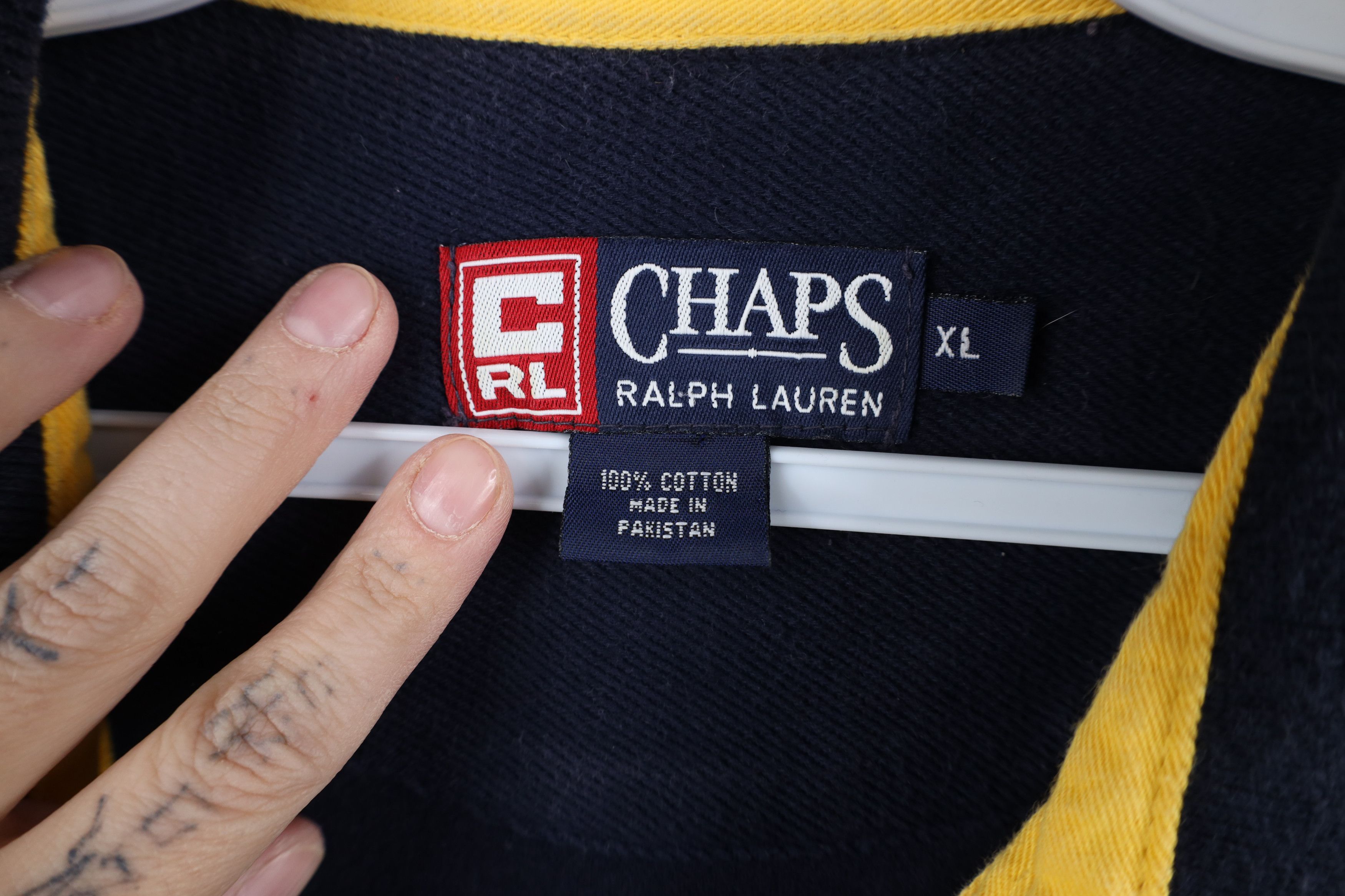 Ralph Lauren Vintage 90s Chaps Ralph Lauren Spell Out Baggy Fit Polo Blue Size US XL / EU 56 / 4 - 11 Thumbnail