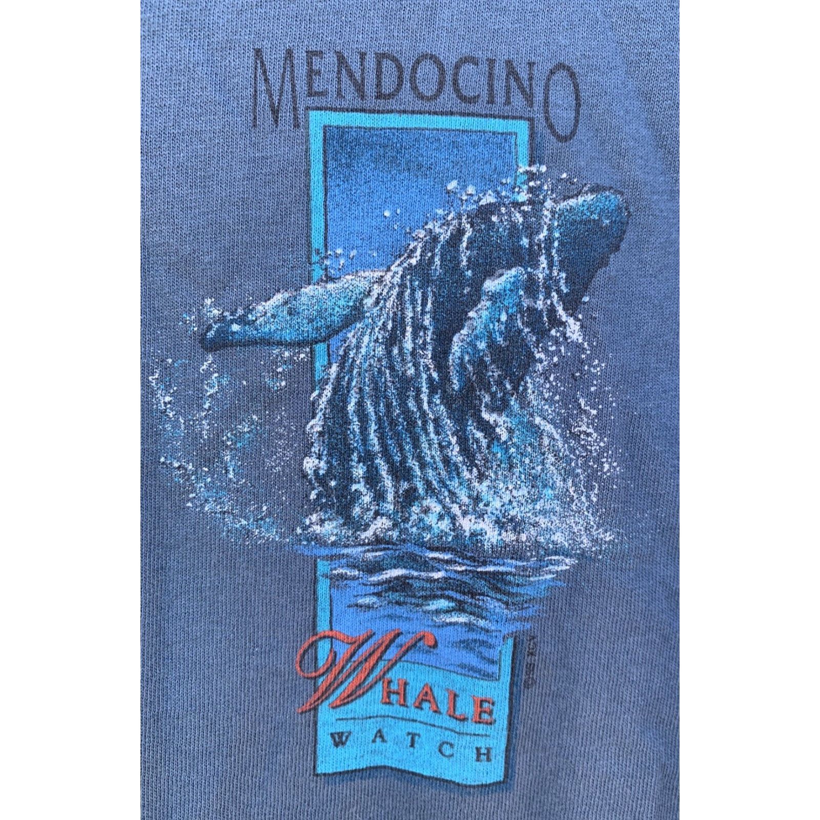 Swatch VINTAGE Mendocino Whale Watch T Shirt Sansegal XL Single Stitch Made In USA Men Blue 1990s Sportswear Graphic Tee Size US XL / EU 56 / 4 - 2 Thumbnail