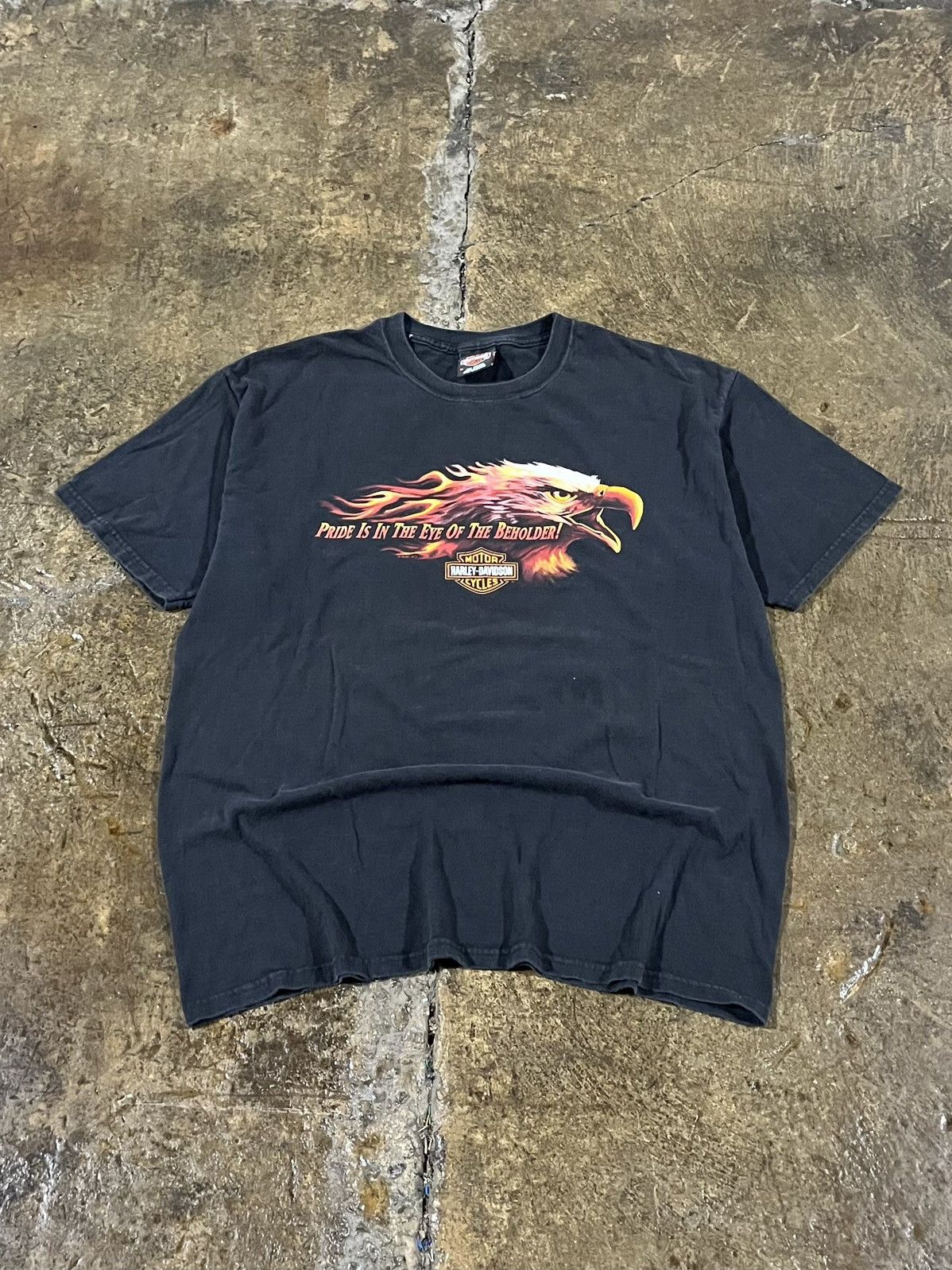 Harley Davidson × Vintage Crazy Vintage Y2K Harley Davidson Eagle Flames Tee Shirt Size US XL / EU 56 / 4 - 1 Thumbnail