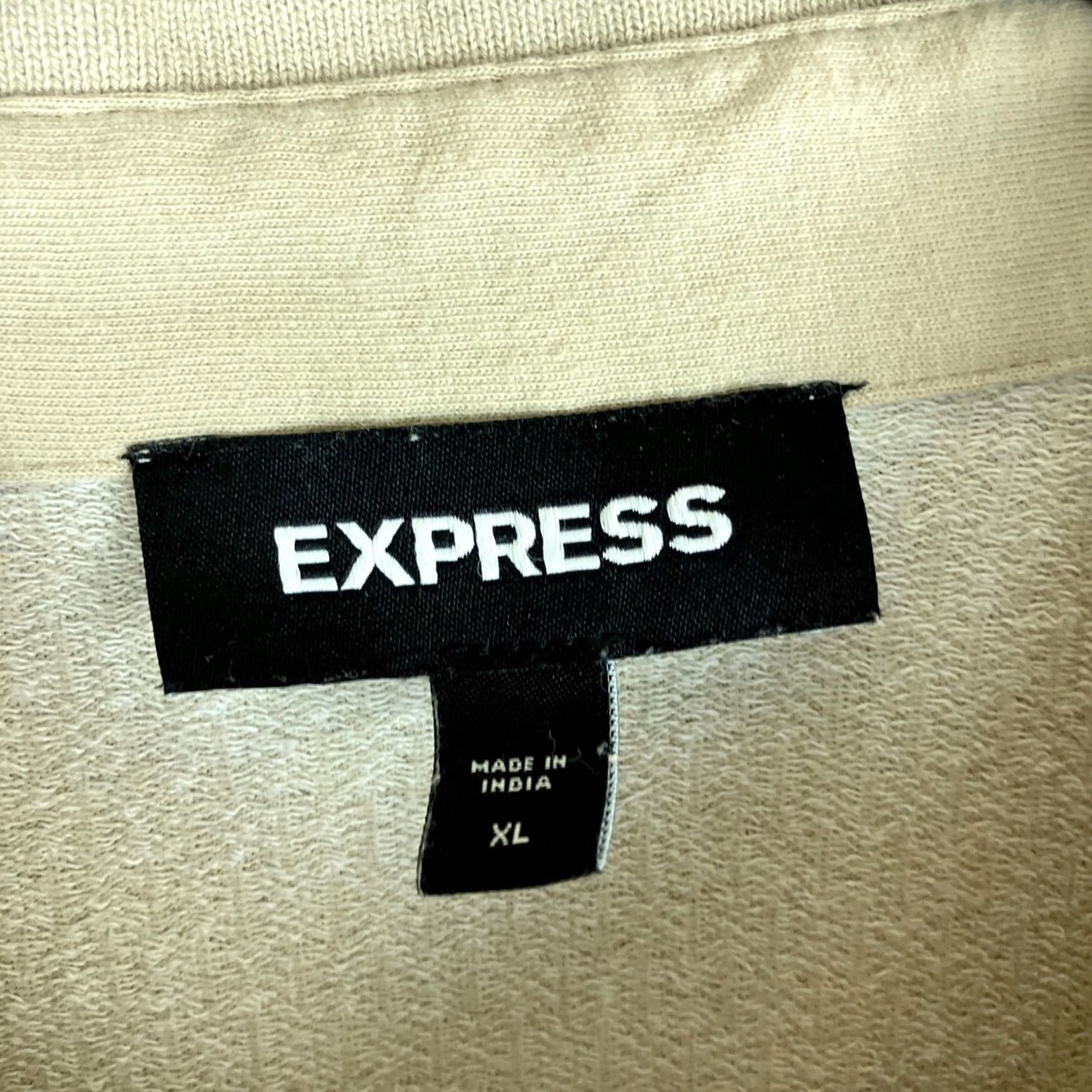 Express Express Men Polo Tan White 1/4 Button Short Sleeve 100% Cotton XL Shirt Size US XL / EU 56 / 4 - 6 Thumbnail