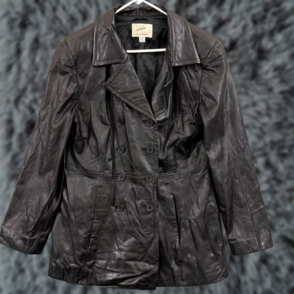 Ferrari VTG Ferrari Jacqueline Jacket Women Large Black Leather Belted Collared 80s Bomber Pockets Size L / US 10 / IT 46 - 1 Thumbnail