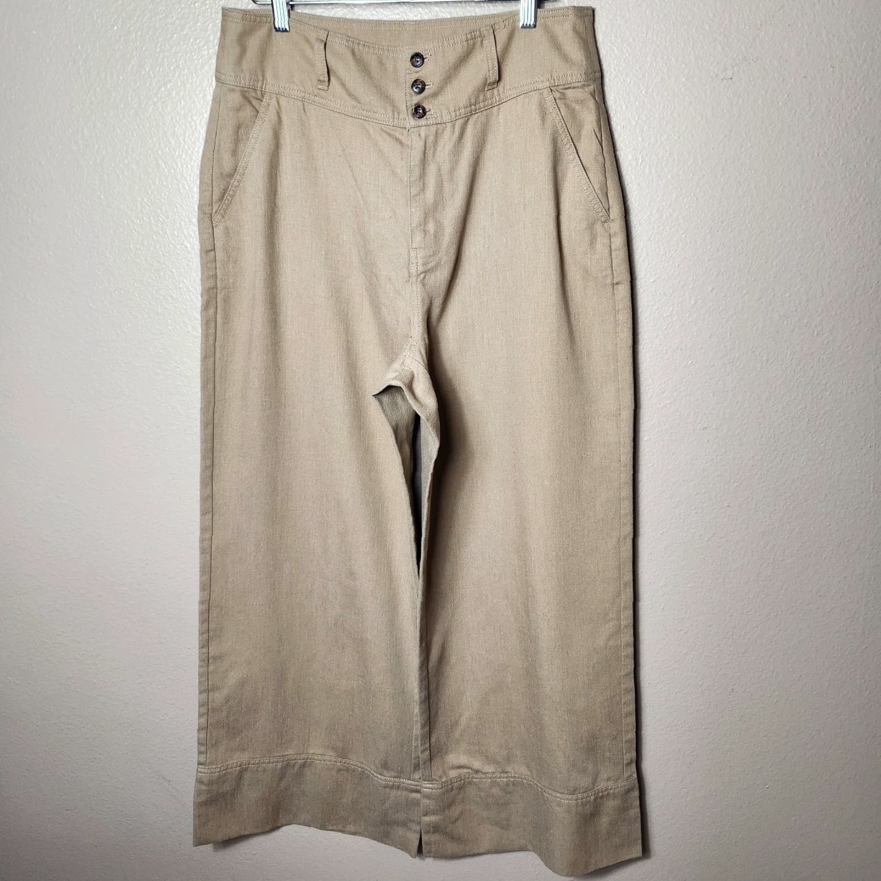 Madewell Madewell Button Front Cuffed Wide Leg Pants in Travel Linen Blend-Size 12 Size 34" / US 12 / IT 48 - 2 Thumbnail