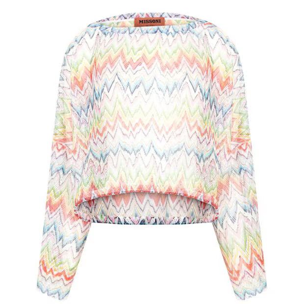 Missoni o1g2r1mq1124 Zag Crop Top in Multicolor Size S / US 4 / IT 40 - 1 Thumbnail