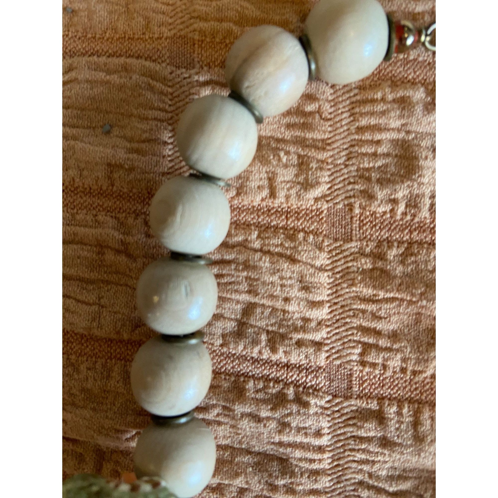 Other Wood Beads & Shell Necklace. 16" Long , 5/8" Beads 1.5" Larg Size ONE SIZE - 7 Thumbnail