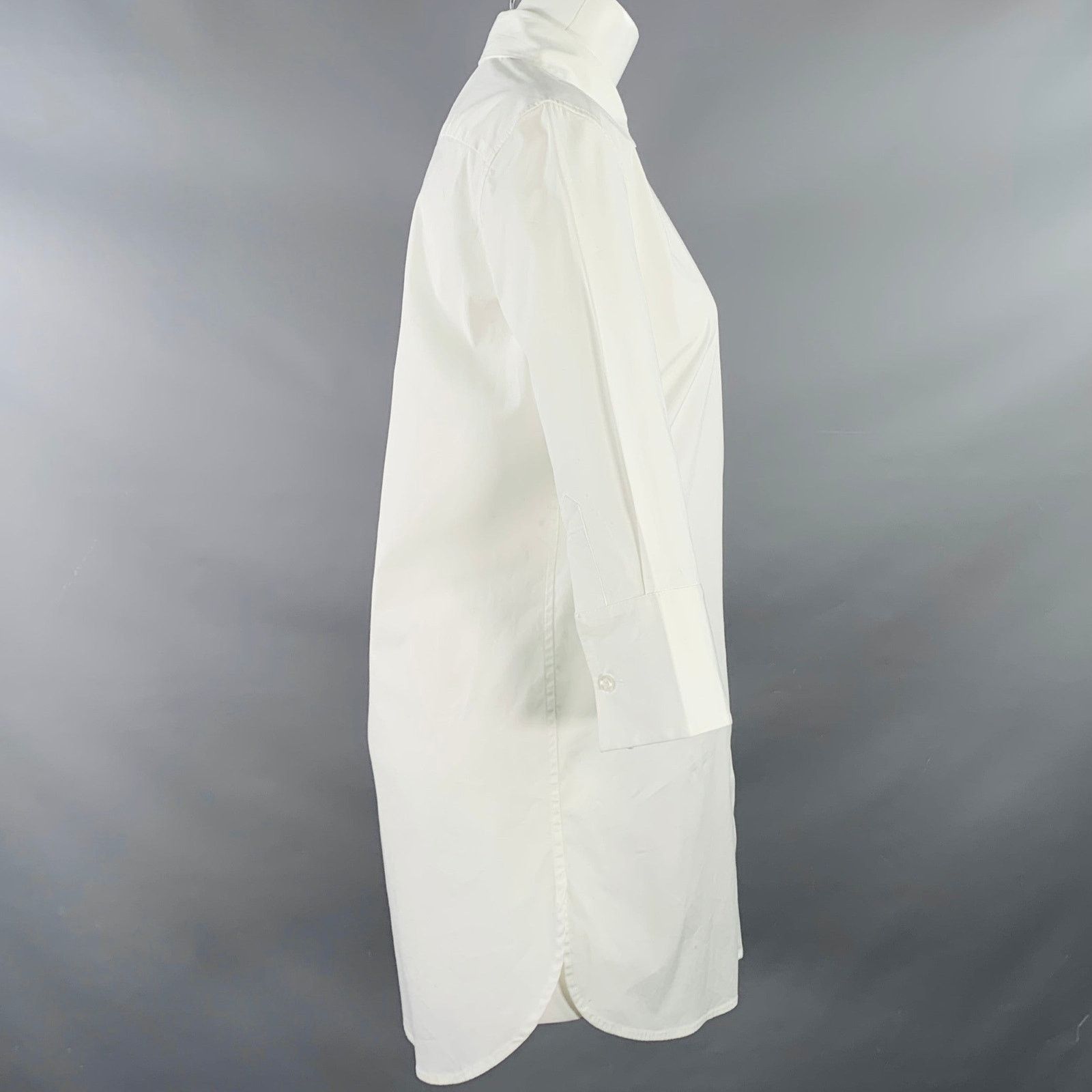 Other JARBO White Cotton Hidden Buttons 3/4 Sleeves Shirt Dress Size XS / US 0-2 / IT 36-38 - 2 Thumbnail