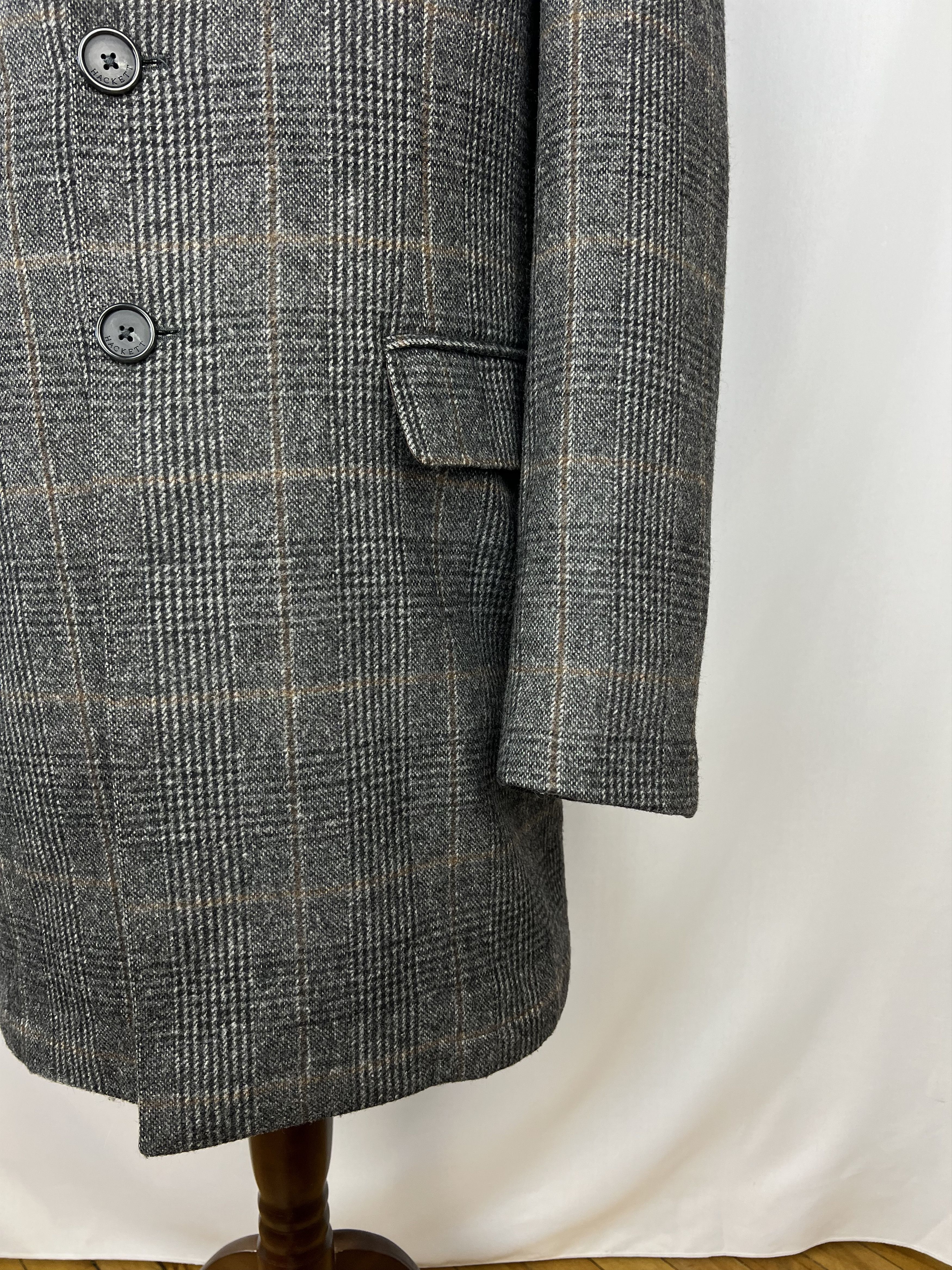 Hackett × Loro Piana 100% Pure Wool Plaid Unlined Single-Breasted Overcoat Size US M / EU 48-50 / 2 - 7 Thumbnail