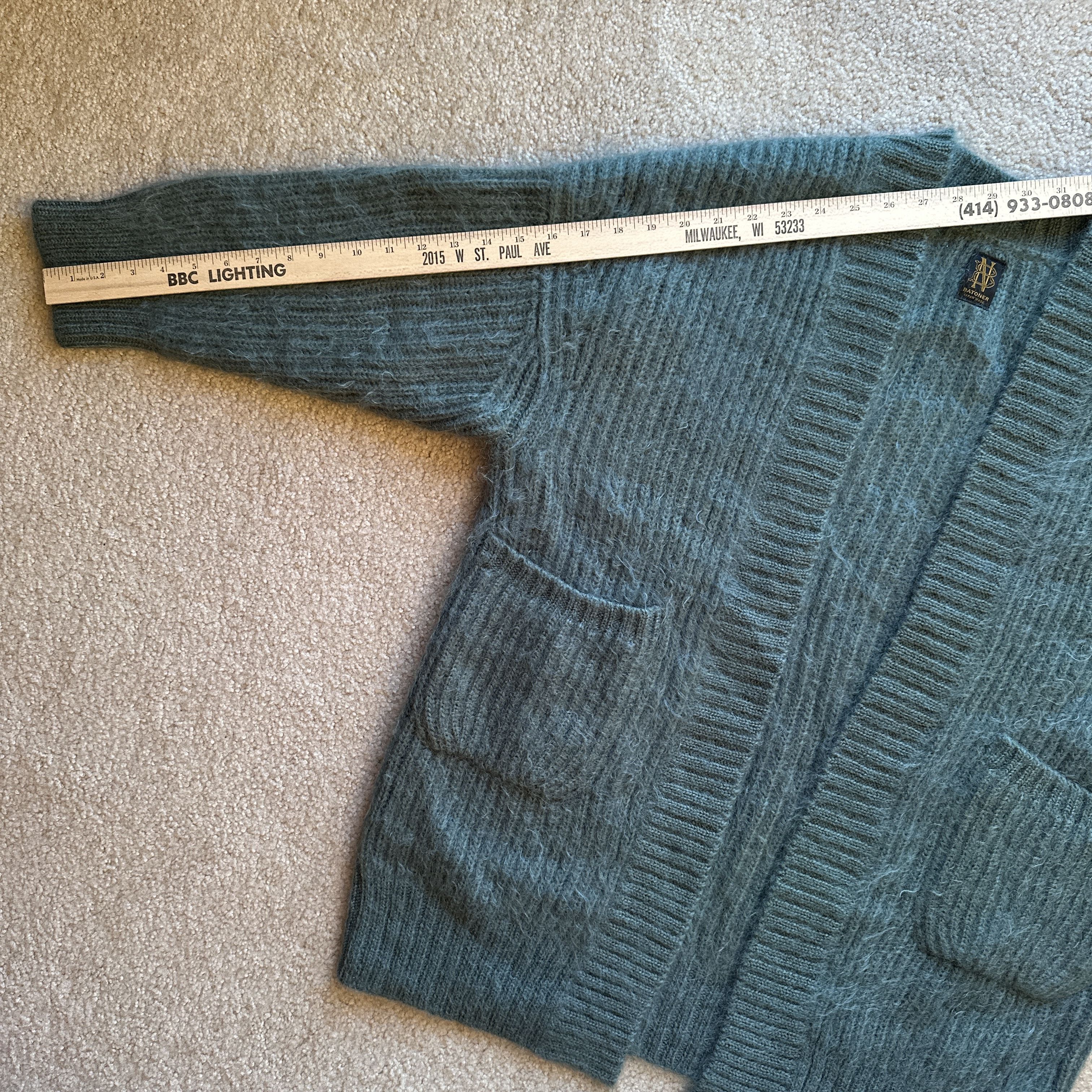 Batoner Batoner Oversized Mohair Wool Teal Green Ribbed Cardigan Size US M / EU 48-50 / 2 - 6 Thumbnail