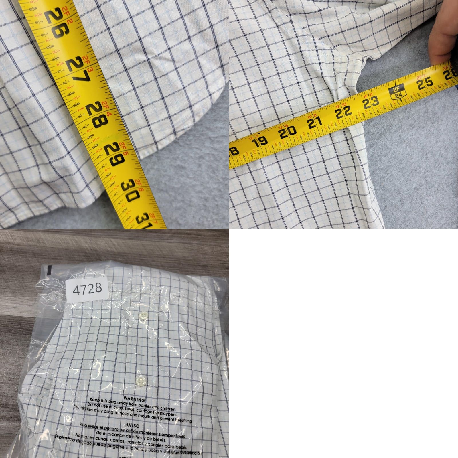 Nautica Nautica Shirt Mens XL White Blue Plaid Button Down Long Sleeve Pocket Dress Shirt Size US XL / EU 56 / 4 - 8 Thumbnail