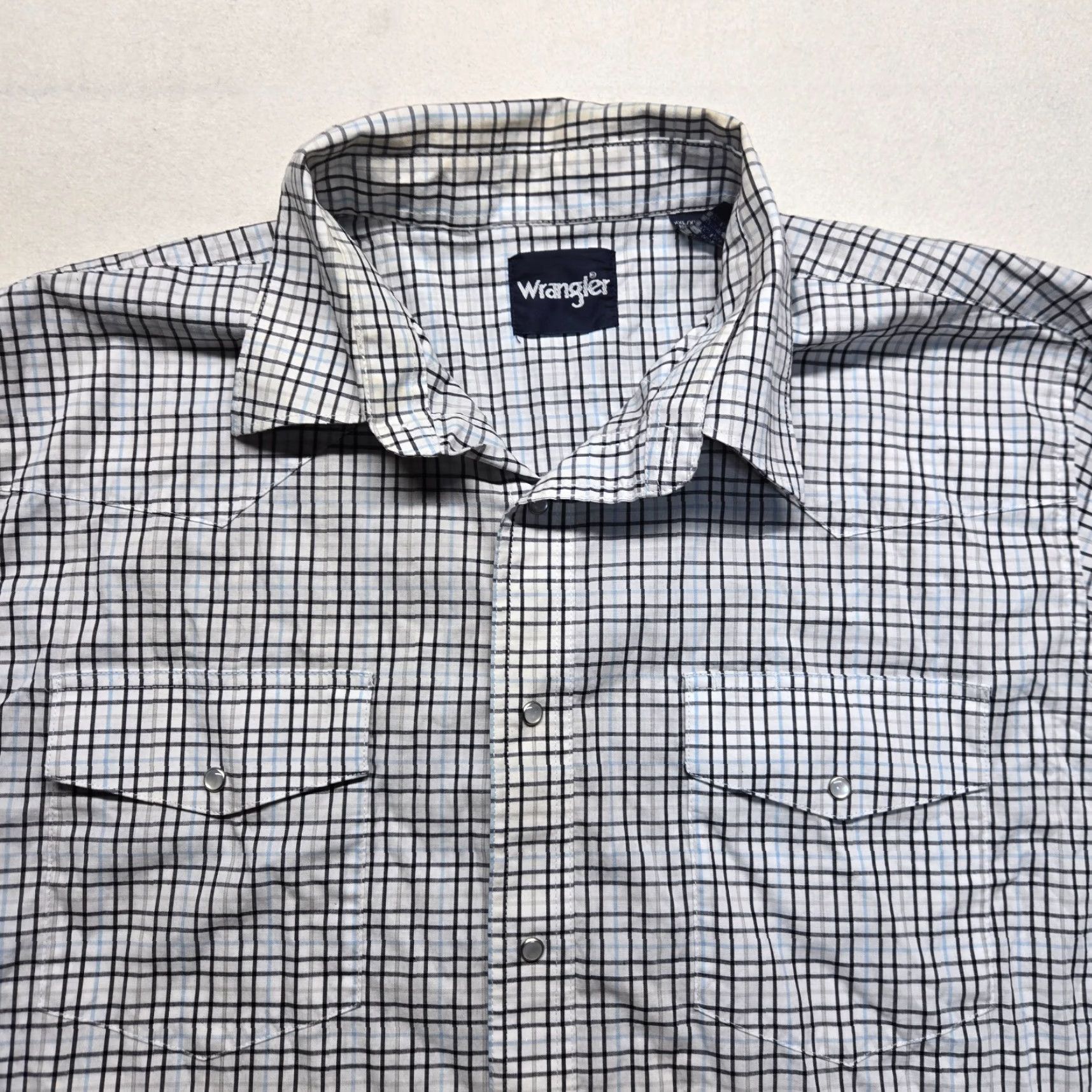 Wrangler Wrangler Button-Up Shirt Blue Plaid Cowboy Western Mens 2XL Size US XXL / EU 58 / 5 - 2 Thumbnail