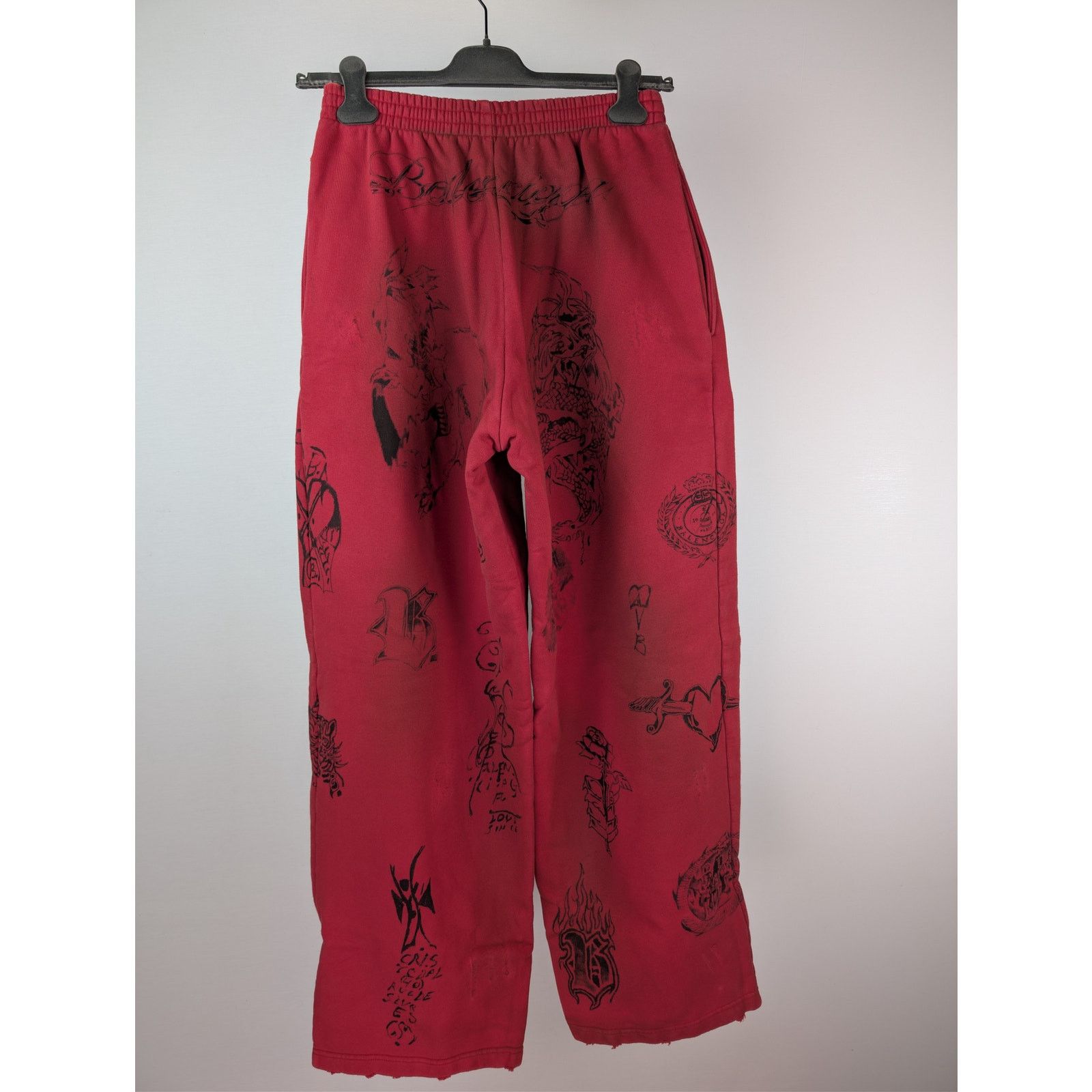 Balenciaga o1rshd1 Baggy Sweatpants & Joggers in Red/Black Size US 34 / EU 50 - 15 Thumbnail