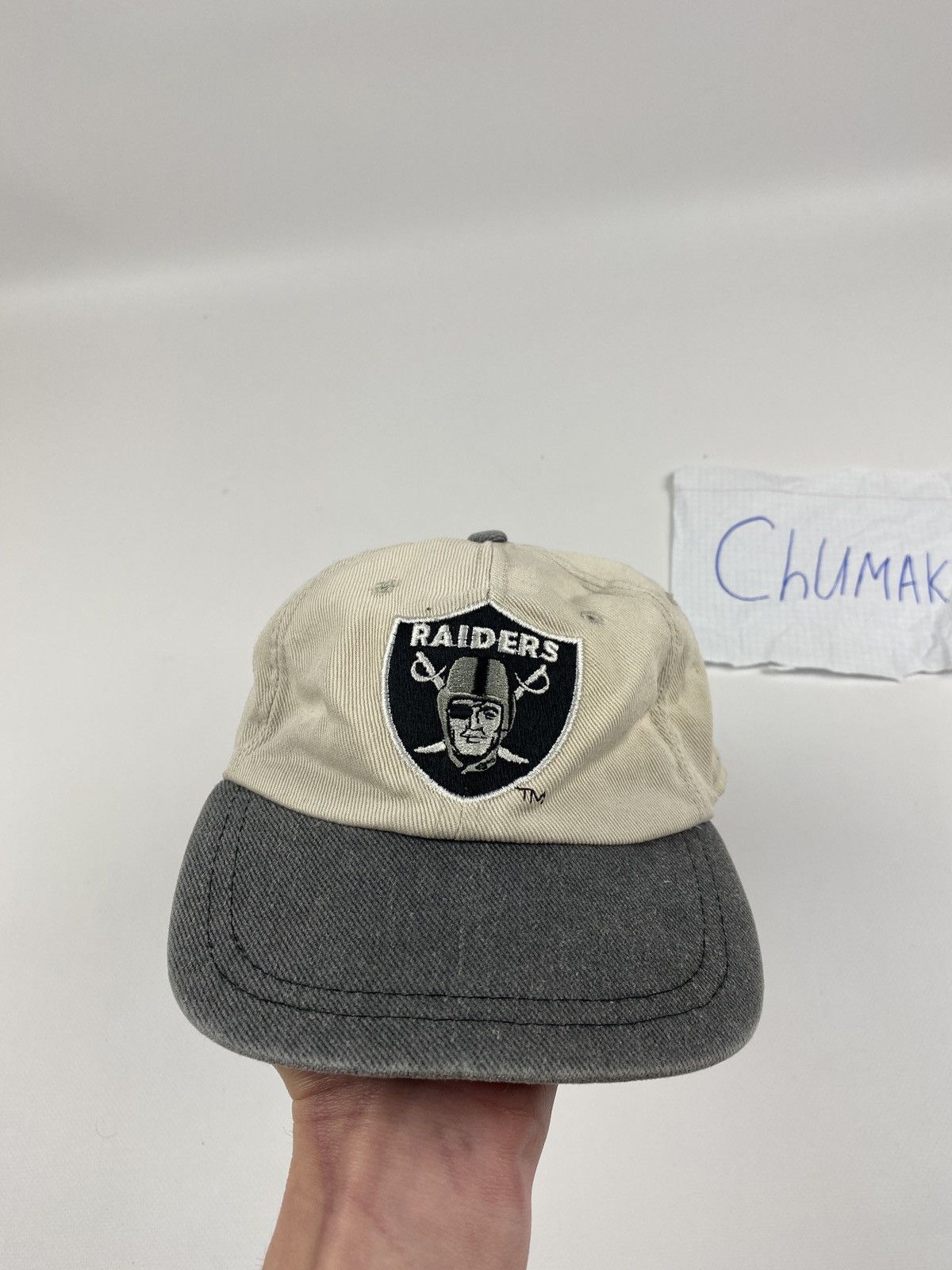 image of Nhl x Oakland Raiders Vintage 90's Oakland Raiders Annco Logo Snapback Hat in Brown, Men's