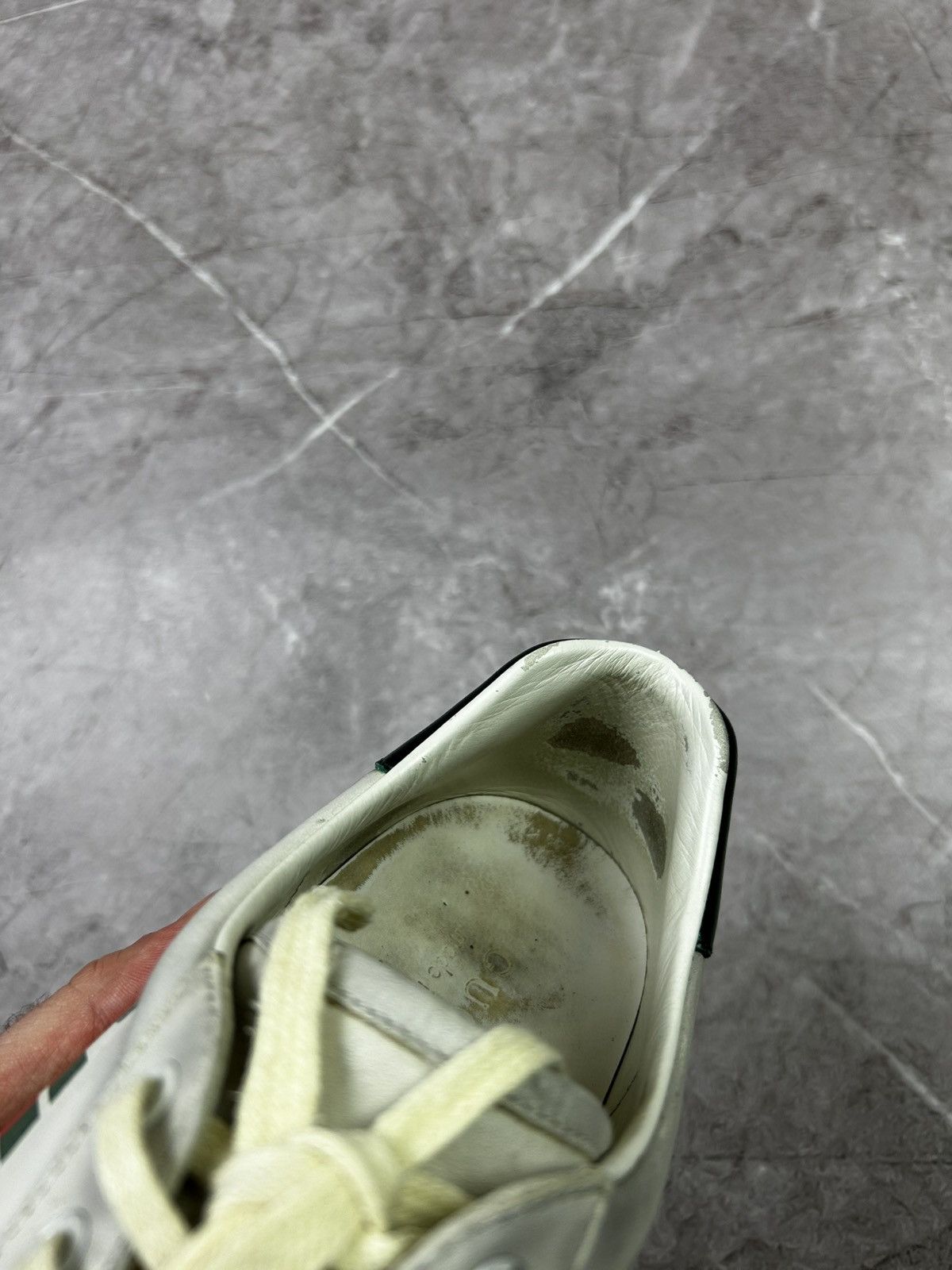 Designer Gucci Ace Blade Distressed Aged Lowtop sneakers Size US 10.5 / EU 43-44 - 15 Thumbnail