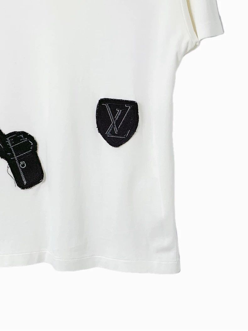 Louis Vuitton Louis Vuitton White Logo Embroidered Crew Neck T-Shirt Size M / US 6-8 / IT 42-44 - 5 Thumbnail