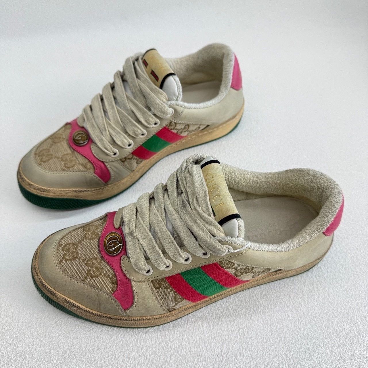 Gucci Gucci Leather Pink Lowtop Sneakers us_5 Women Size US 5 / IT 35 - 1 Thumbnail