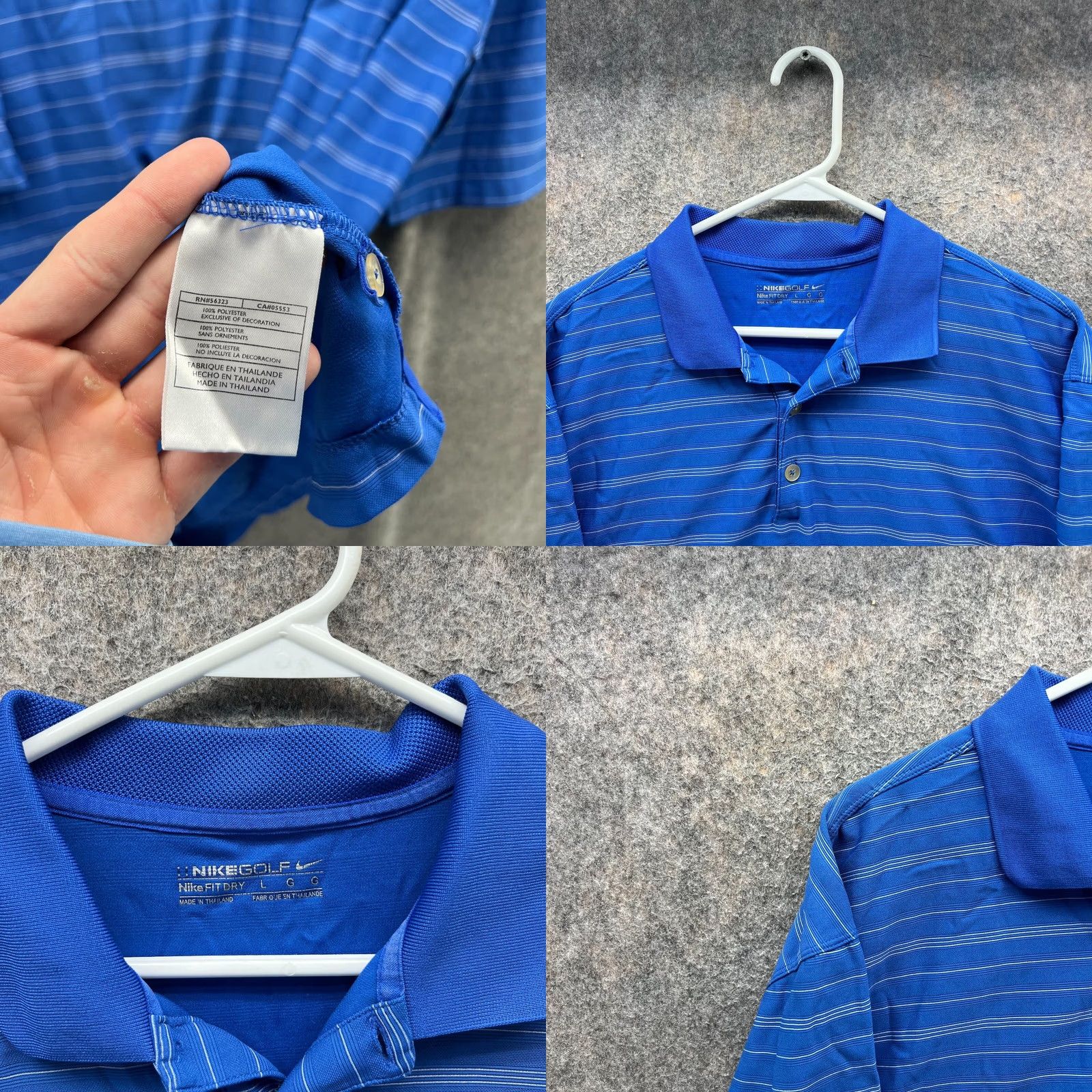 Nike VINTAGE Nike Polo Shirt Mens Large Blue Stripes Golf Fit Dry Golfer Performance Swoosh Shirt Size US L / EU 52-54 / 3 - 8 Thumbnail