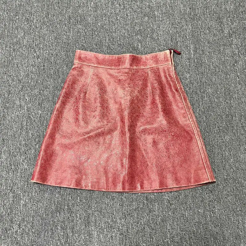 Miu Miu Miu Miu Summer Red Leather Skirt 0089 Size 30" / US 8 / IT 44 - 1 Thumbnail