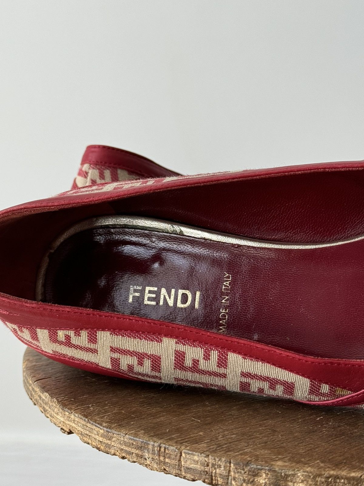 Fendi × Vintage Vintage Fendi Zucca Monogram Red Point Toe Flats Size US 8 / IT 38 - 7 Thumbnail