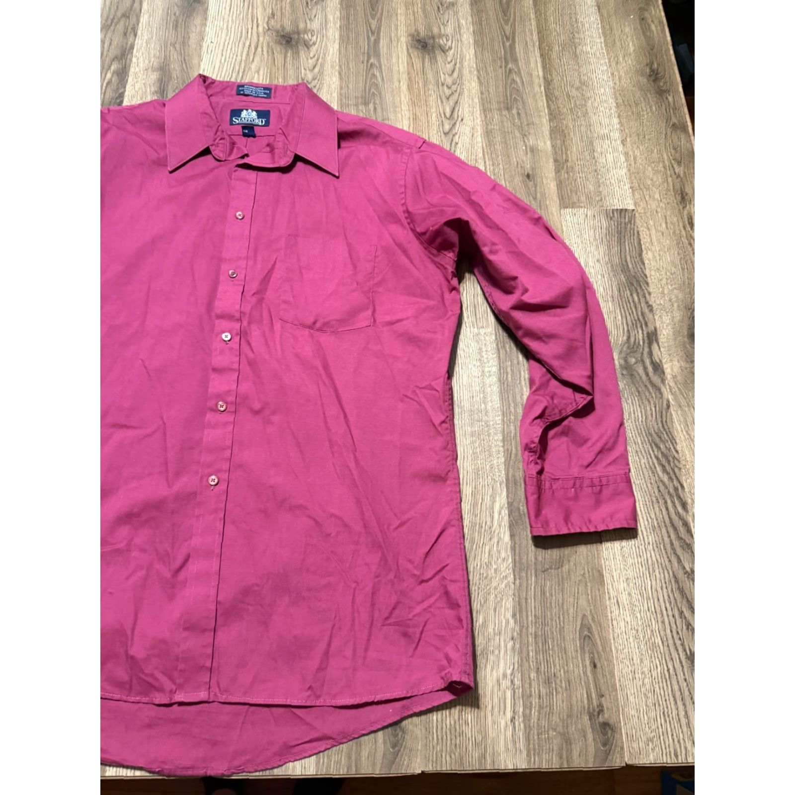 Stafford Stafford Shirt Men's Red Long Sleeve Button-Up Shirt Broadcloth Size US L / EU 52-54 / 3 - 5 Thumbnail