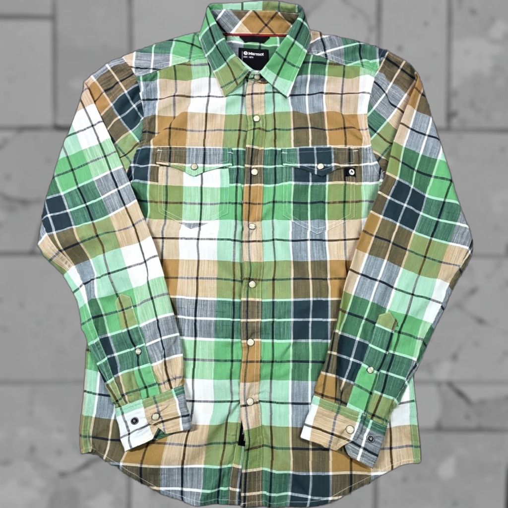 Marmot Marmot Parkfield Shirt Mens S Green Plaid Long Sleeve Pearl Snap Western Cowboy Shirt Size US S / EU 44-46 / 1 - 1 Thumbnail
