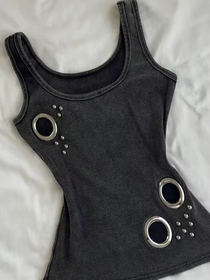 Vintage Y2K punk gothic washed black tank top t shirt Size M / US 6-8 / IT 42-44 - 3 Thumbnail