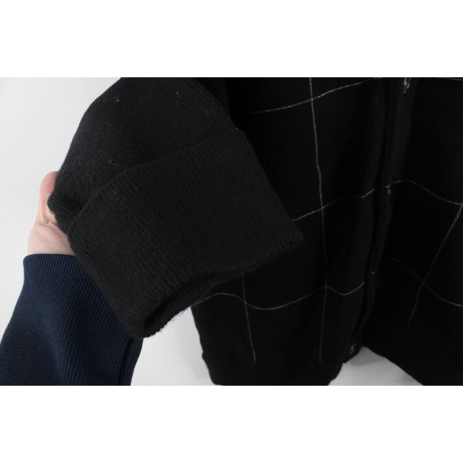 Vintage Vintage 90s Streetwear Checkered Knit Cardigan Sweater Size US L / EU 52-54 / 3 - 5 Thumbnail