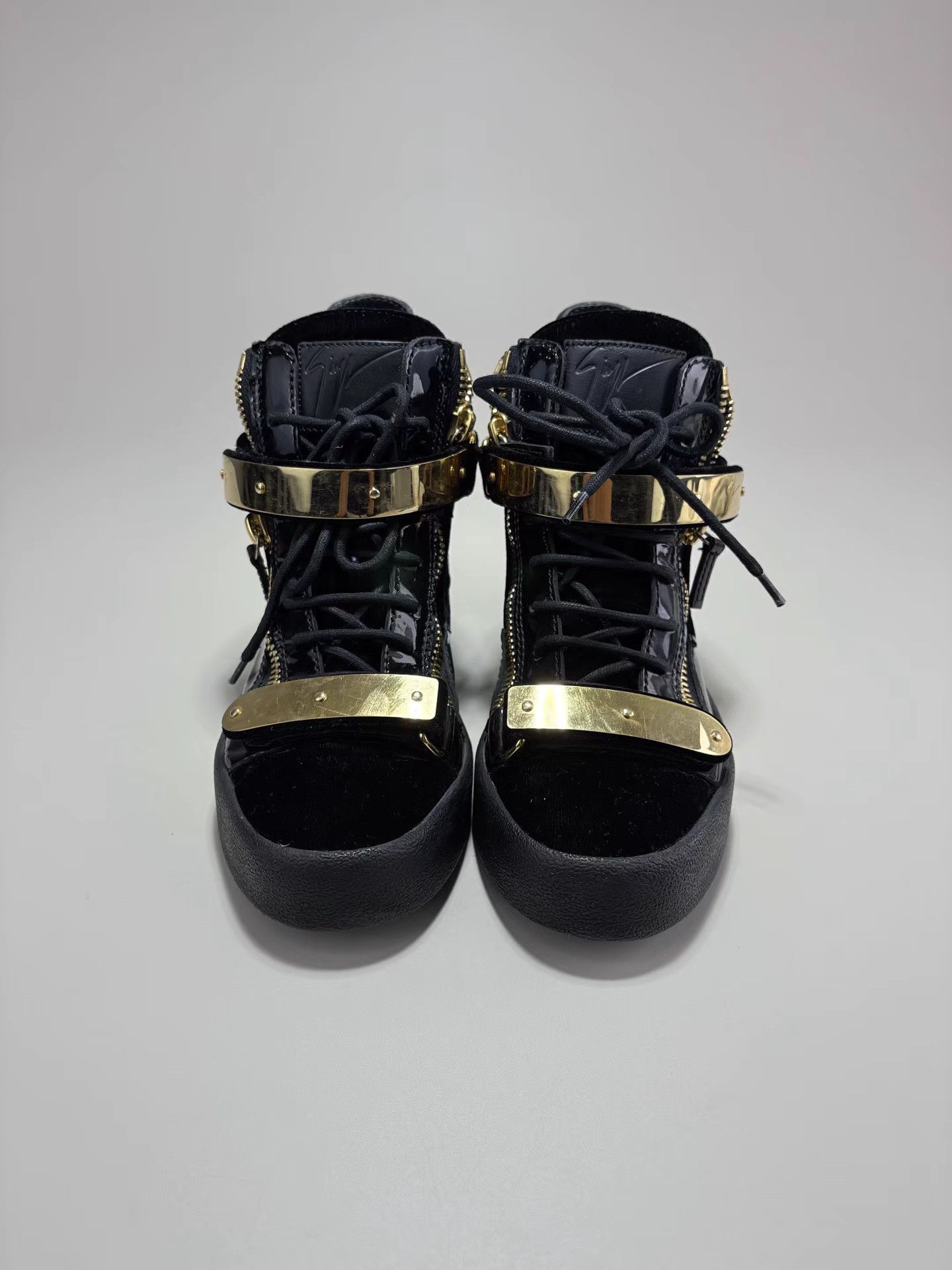Giuseppe Zanotti GIUSEPPE ZANOTTI GZ Gold Buckle High-Top Velcro Sneakers Size US 6 / IT 36 - 2 Thumbnail