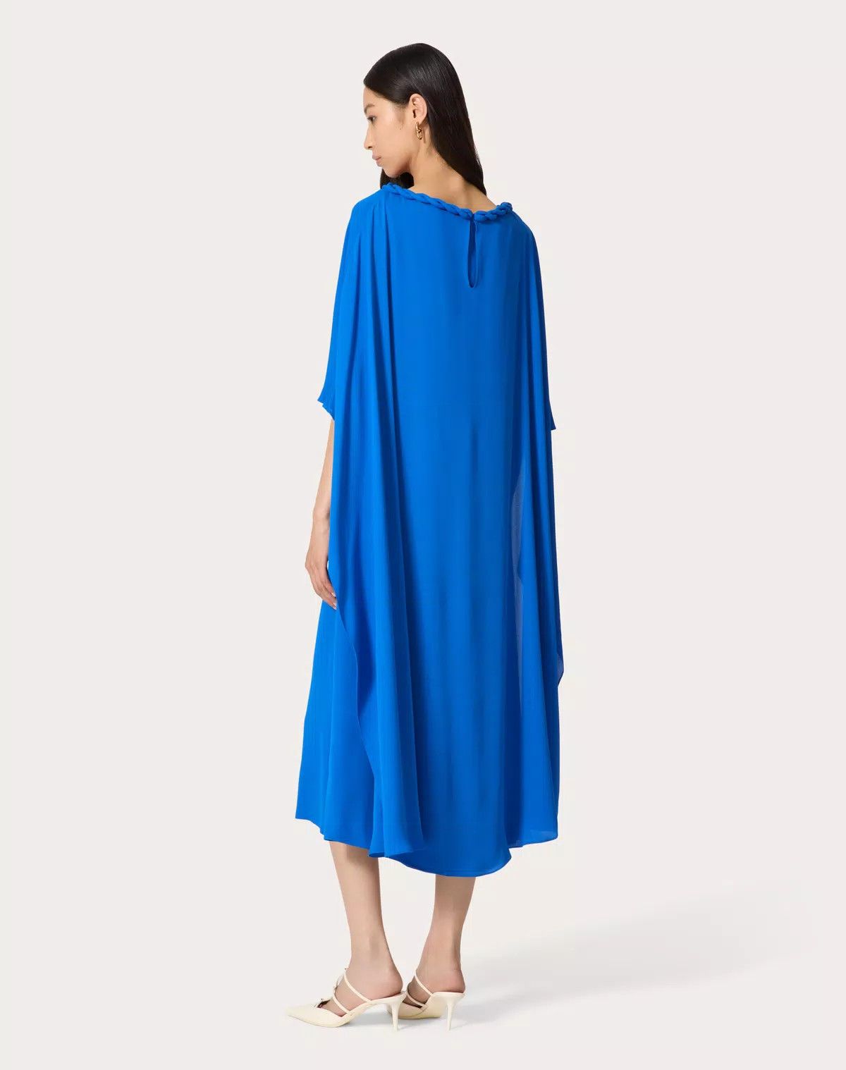 Valentino o1s1wg110426 Double Georgette Midi Dress in Blue Size S / US 4 / IT 40 - 6 Thumbnail