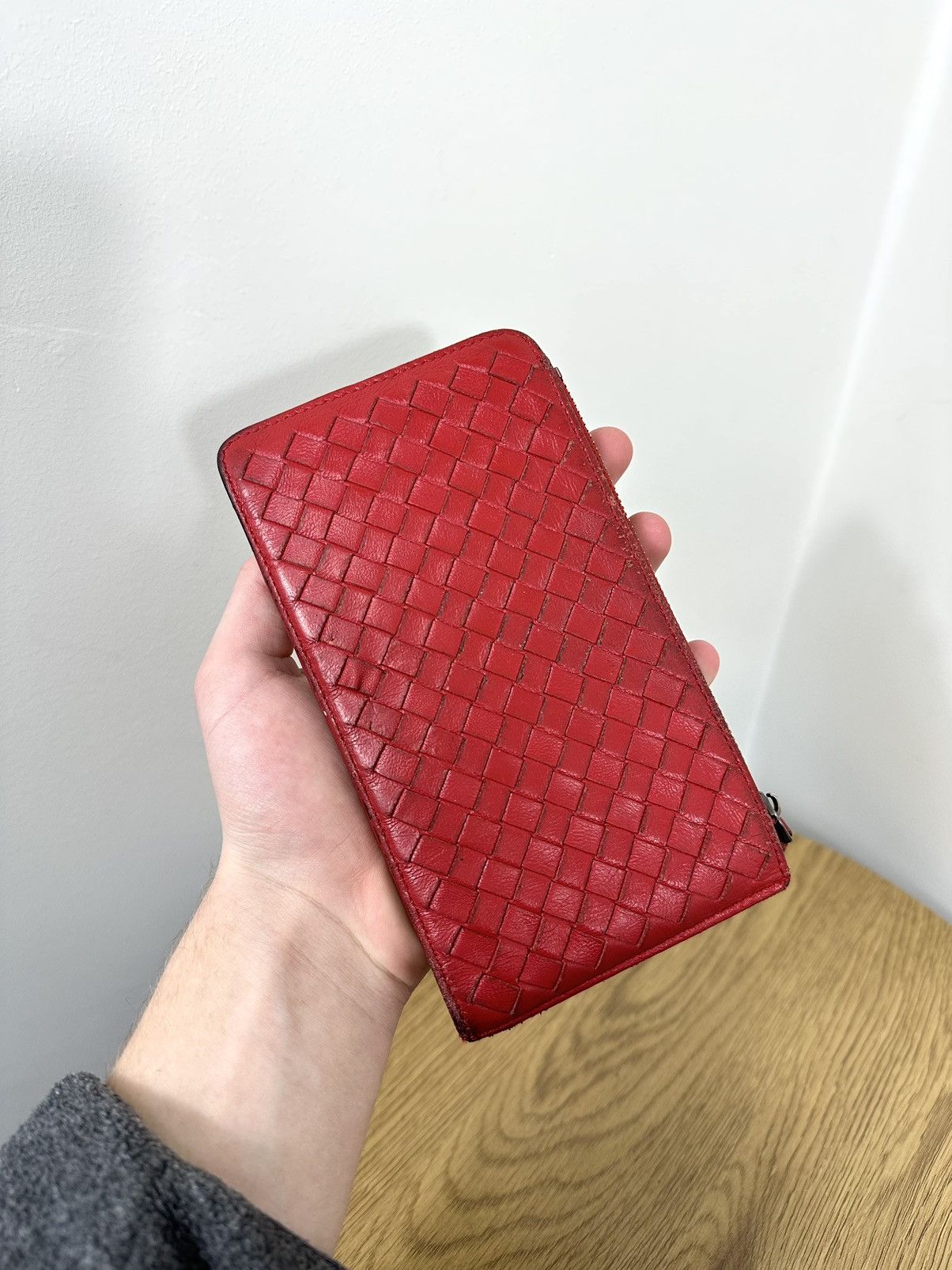 Bottega Veneta × Vintage Vintage Bottega Veneta Luxury Classic Red Leather Wallet Size ONE SIZE - 2 Thumbnail
