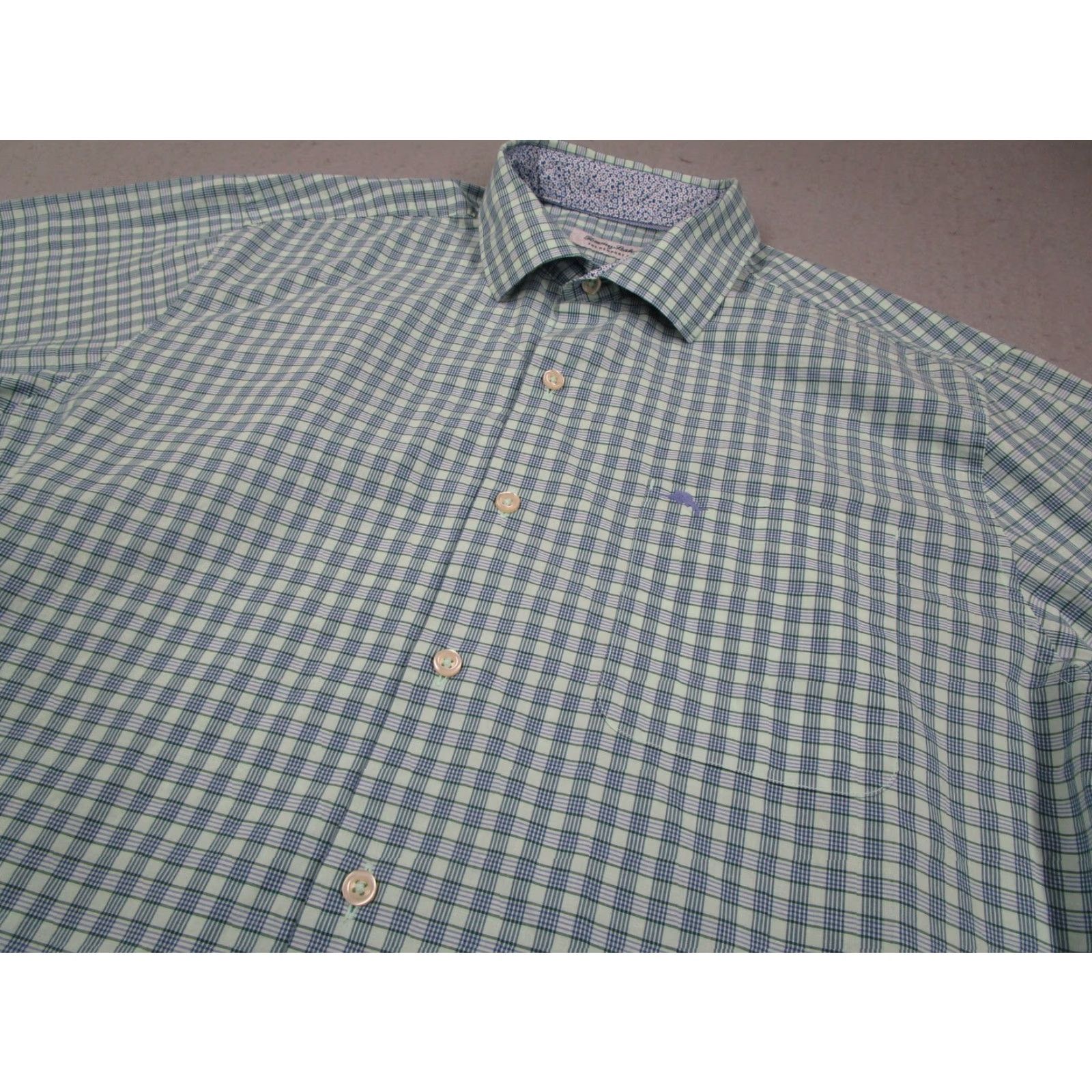 Tommy Bahama Tommy Bahama Shirt Mens Large Green Blue Plaid Newport Coast Pima Cotton Casual Size US L / EU 52-54 / 3 - 2 Thumbnail