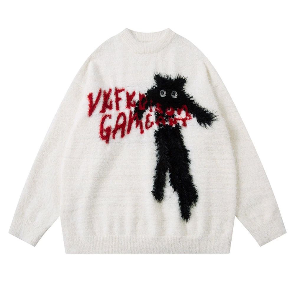Vintage Men's fun cartoon kitten loose casual sweater Size US M / EU 48-50 / 2 - 1 Thumbnail