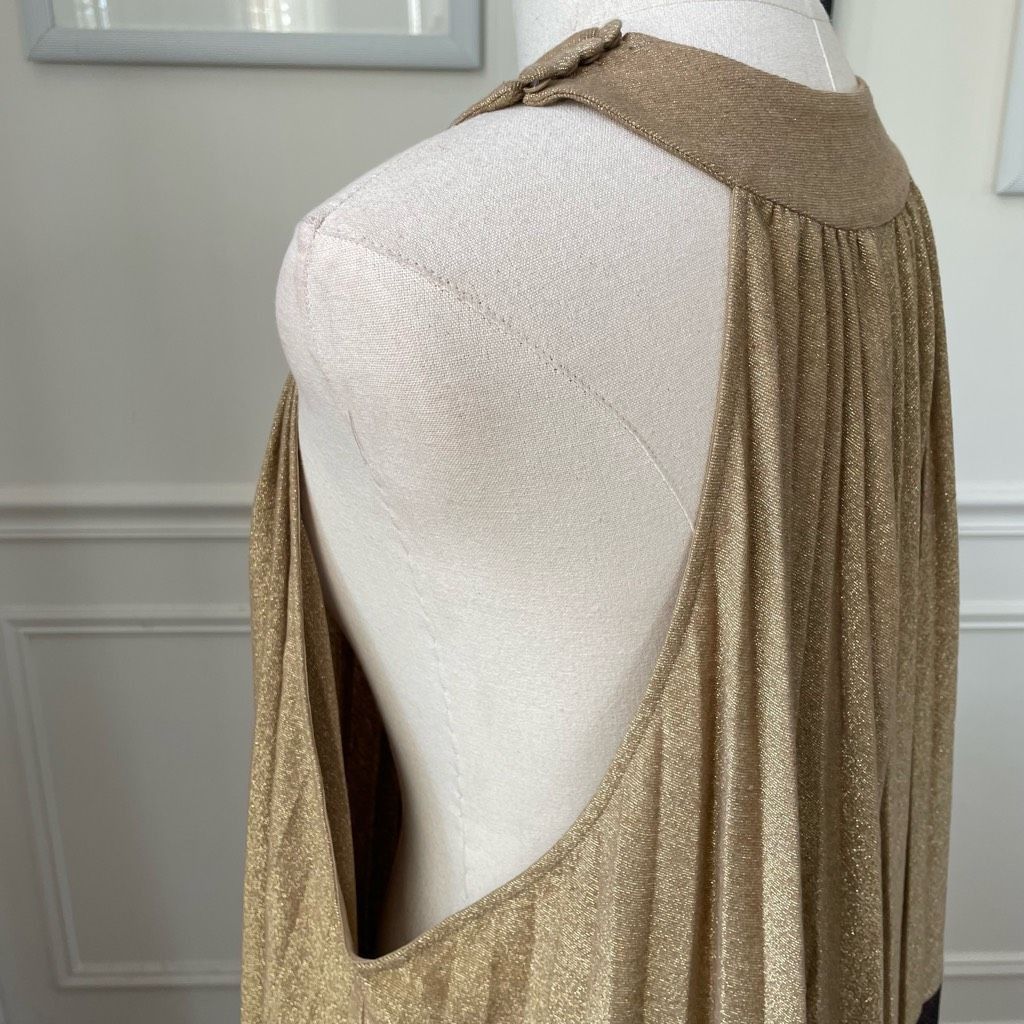 Free People Free People Pleated Love Trapeze Mini Dress Metallic Gold Br Size XS / US 0-2 / IT 36-38 - 8 Thumbnail