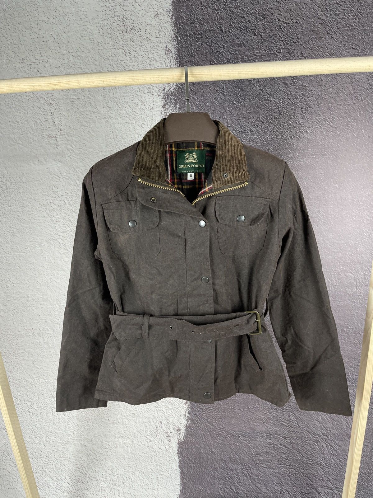 Vintage Green Forest Country wear made in England waxed belt jacket Size S / US 4 / IT 40 - 1 Thumbnail