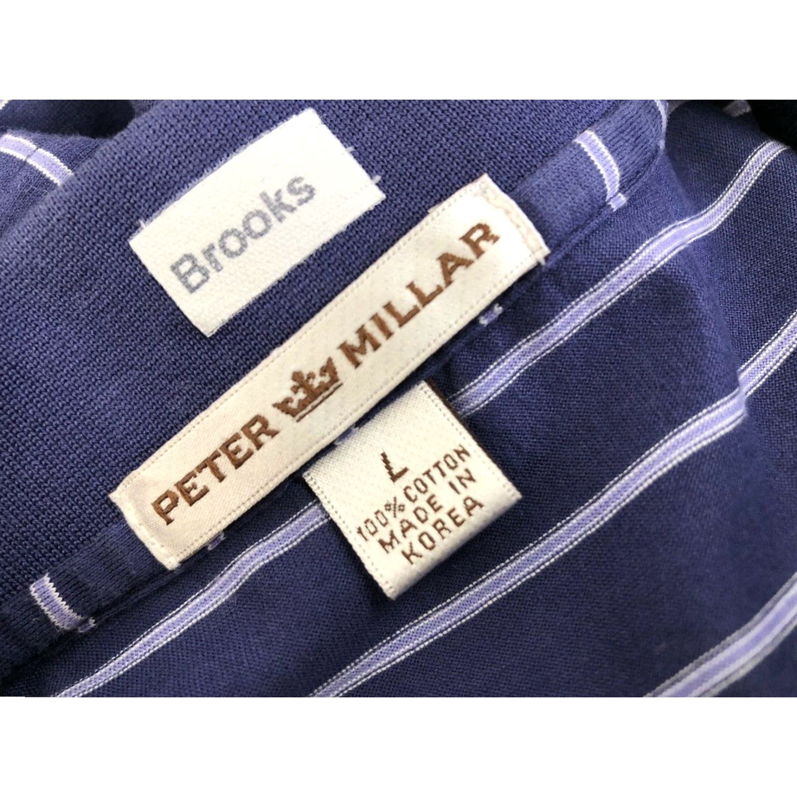 Peter Millar PETER MILLAR Polo Shirt Mens L Golf Striped Purple/White Horizontal Shirt Polo GOLF Mens L Size US L / EU 52-54 / 3 - 4 Thumbnail