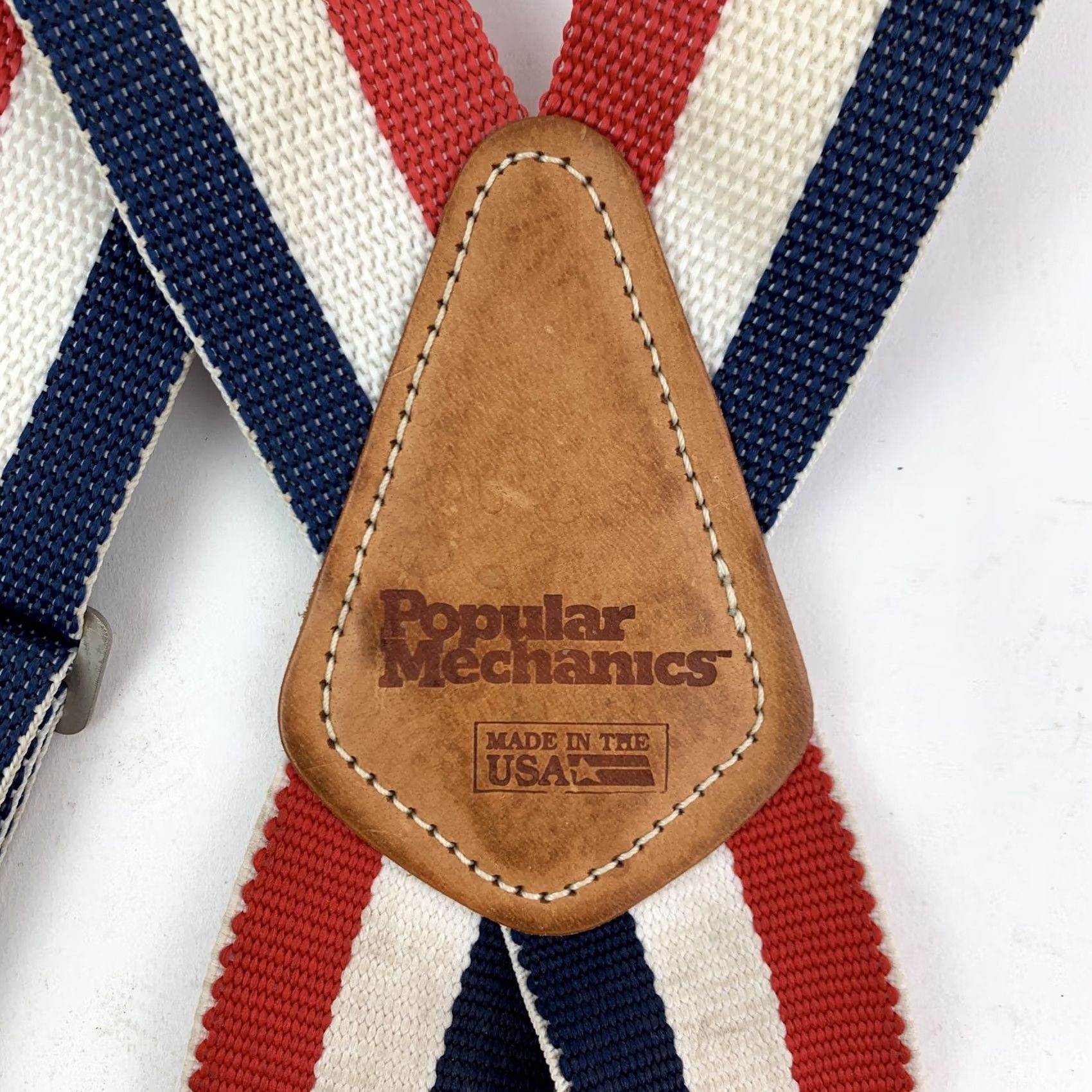 Vintage VINTAGE Popular Mechanics Suspenders Braces Red White Blue Striped Made in USA Mens Unisex Americana Workwear 1980s 1990s Casual Everyday Authentic Size ONE SIZE - 5 Thumbnail