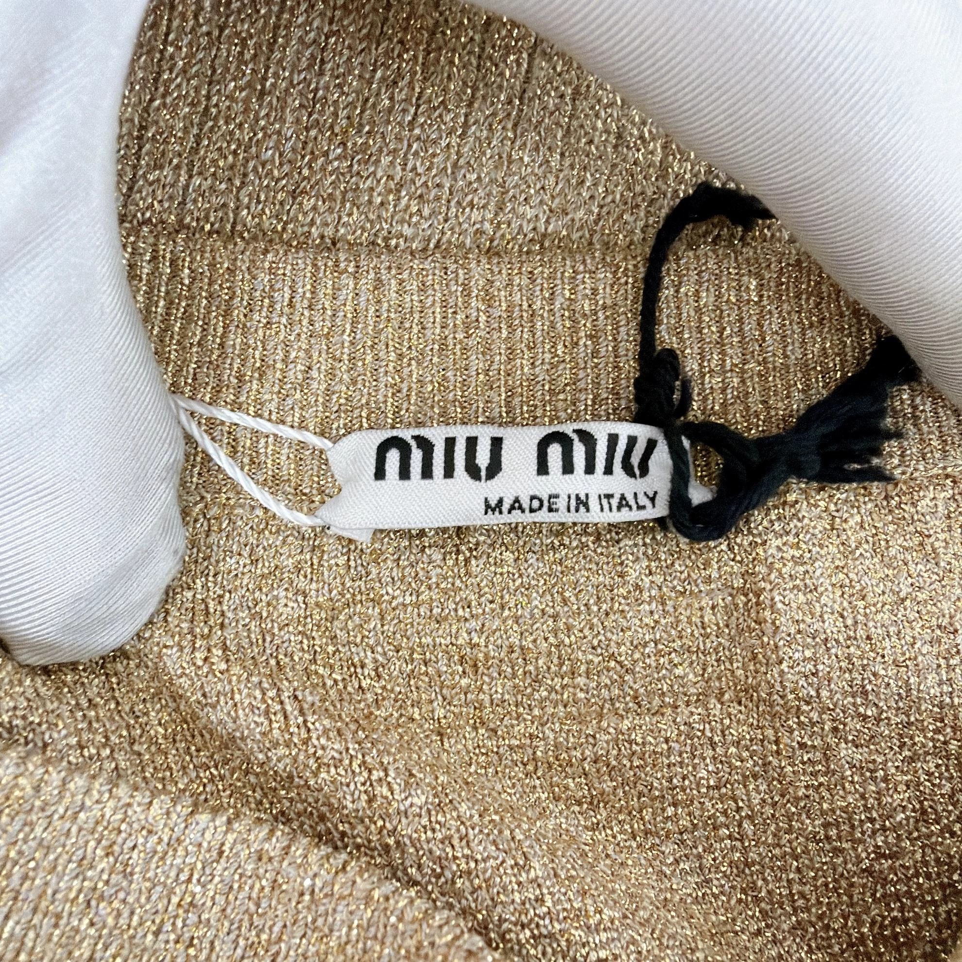 Miu Miu MIU MIU Gold Short Skirt 42 Stretchy NWT 8381 Size 28" / US 6 / IT 42 - 6 Thumbnail