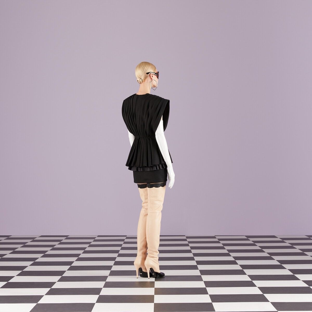 Gucci o1y0925 Wool Pleated Mini Dress in Black Size XS / US 0-2 / IT 36-38 - 4 Thumbnail