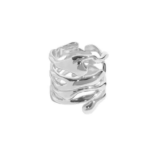 Jewelry Irregular Hollow Silver Color Wide Ring Size ONE SIZE - 1 Thumbnail