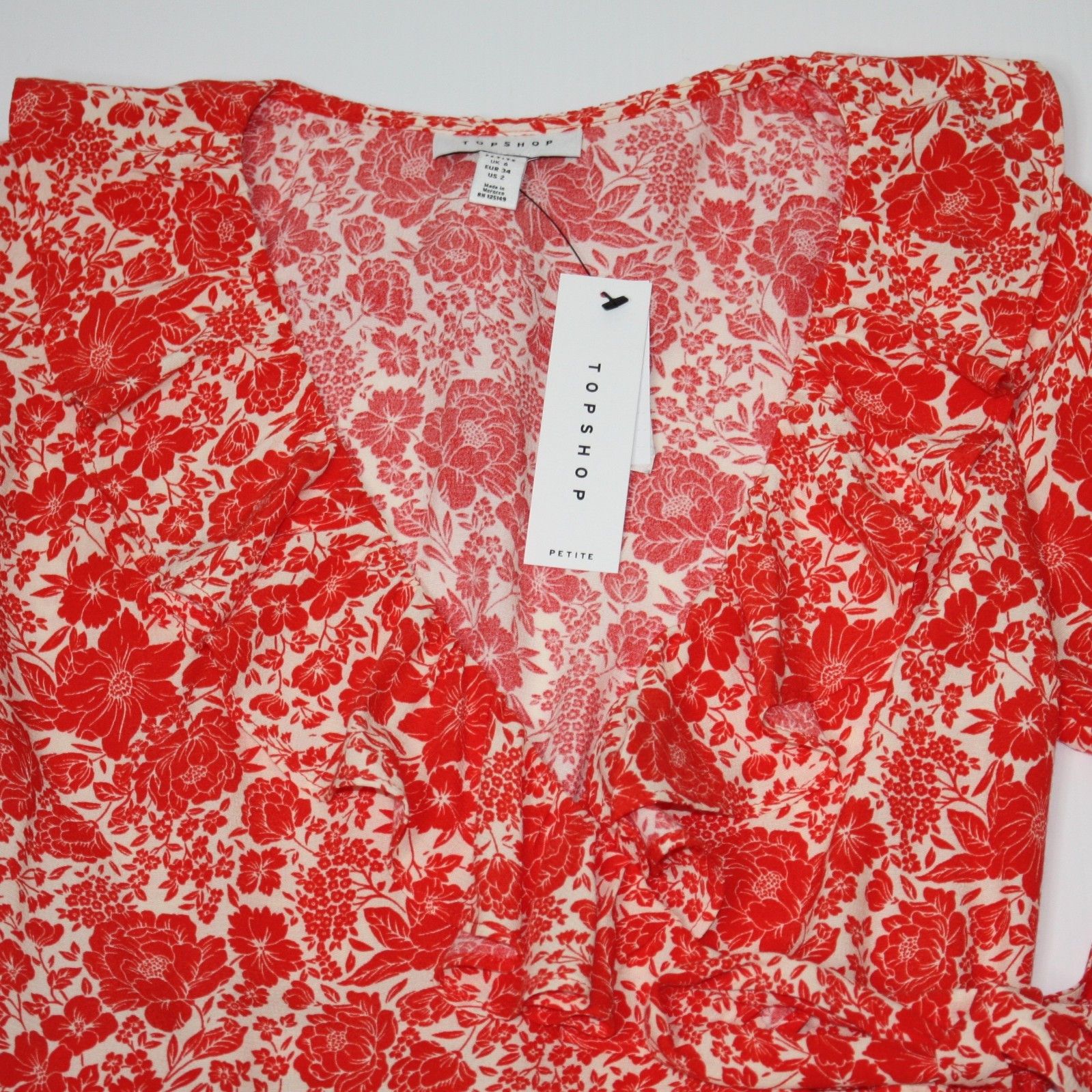Topshop Floral Print Ruffle Wrap Mini Dress in Petite US 2 NWT $75 Size XS / US 0-2 / IT 36-38 - 12 Thumbnail