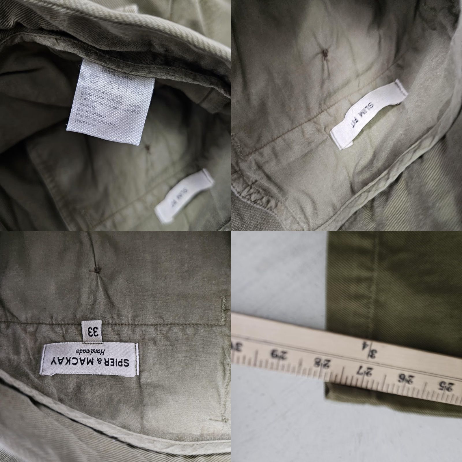 Olive Spier & Mackay Pants Mens 33 Olive Green Slim Fit Chino Cotton Casual Flat Front Chino Pants Mens 33 Olive Green Slim Fit Flat Front Cotton Casual Size US 33 - 8 Thumbnail