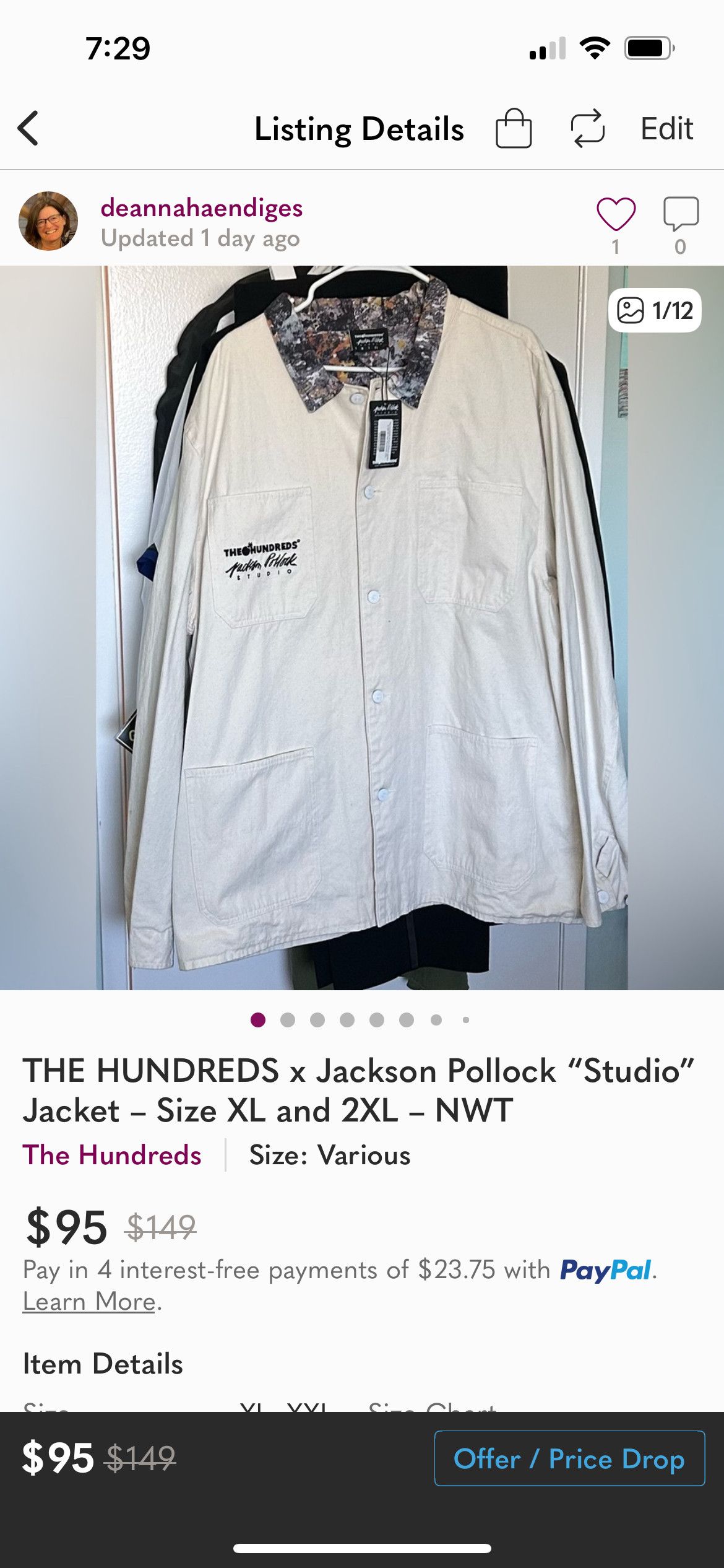 The Hundreds THE HUNDREDS x Jackson Pollock “Studio” Canvas Work Jacket Size US XL / EU 56 / 4 - 3 Thumbnail