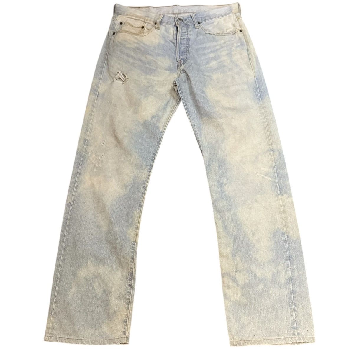 Levi's Made & Crafted y2k Splash 2 Tone Levis 501 Thrashed Denim Baggy Flared Size US 31 - 1 Thumbnail