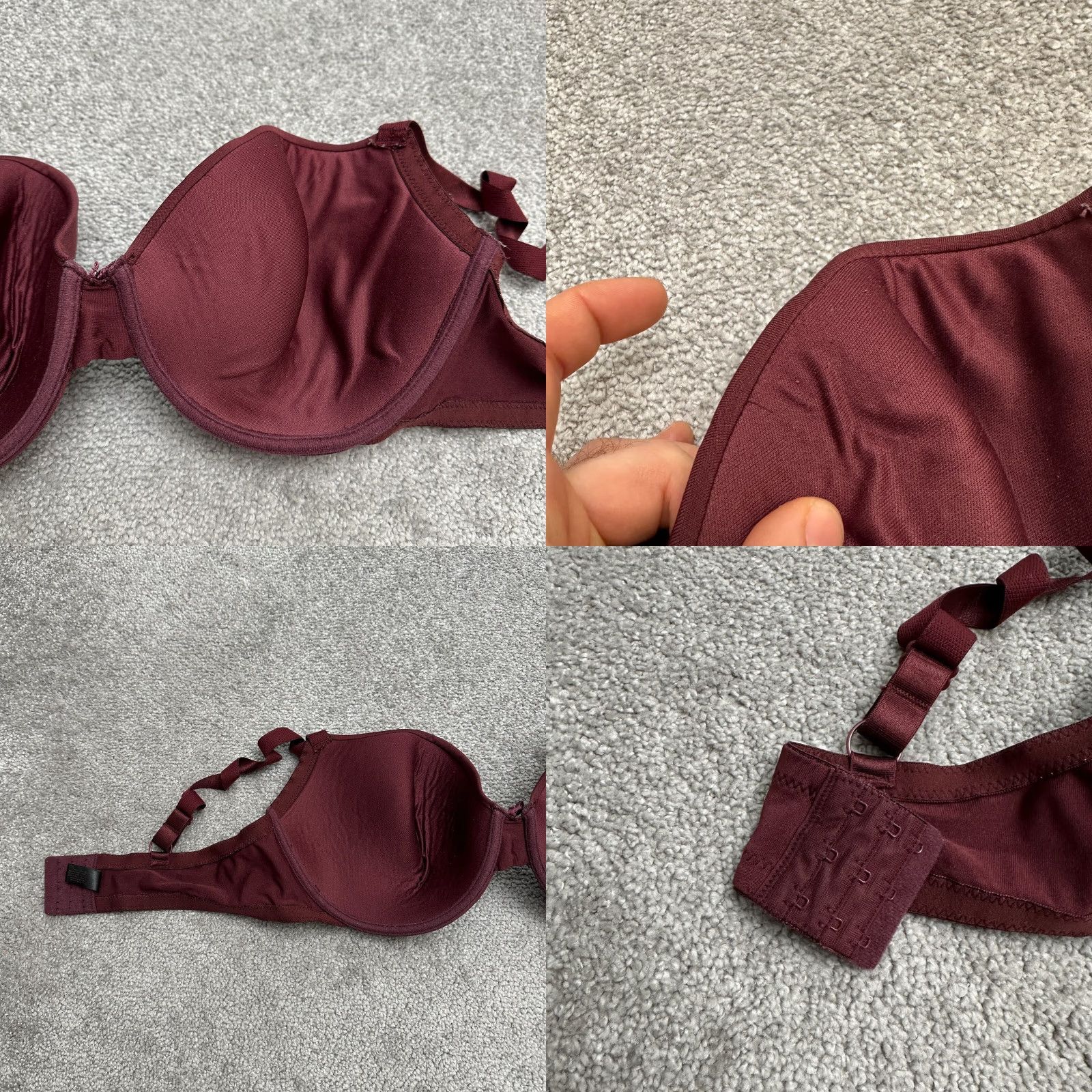 Vintage VINTAGE Prima Valentina Push Up Bra Women 38DD Maroon Padded Underwired Adjustable Strap 38DD Red Womens Bra Size ONE SIZE - 8 Thumbnail