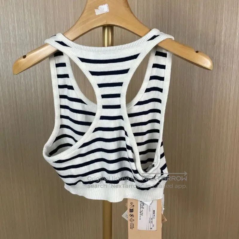 Miu Miu Miu Miu Striped Cotton Crop Top . Size L / US 10 / IT 46 - 2 Thumbnail