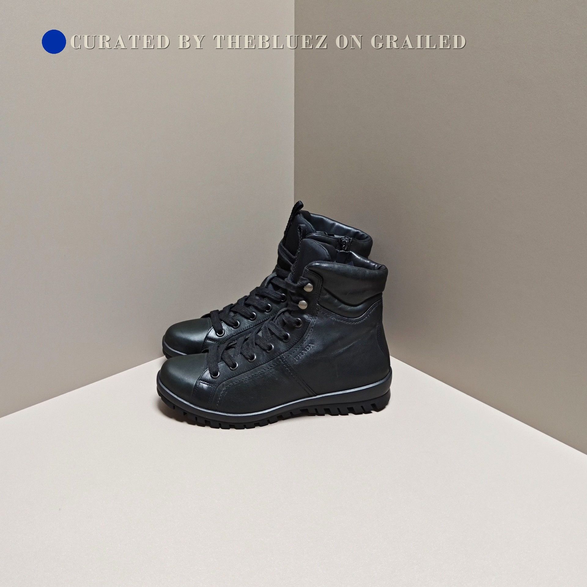 Prada PRADA Leather Americas Cup High-Top Sneaker Boots 4T2789