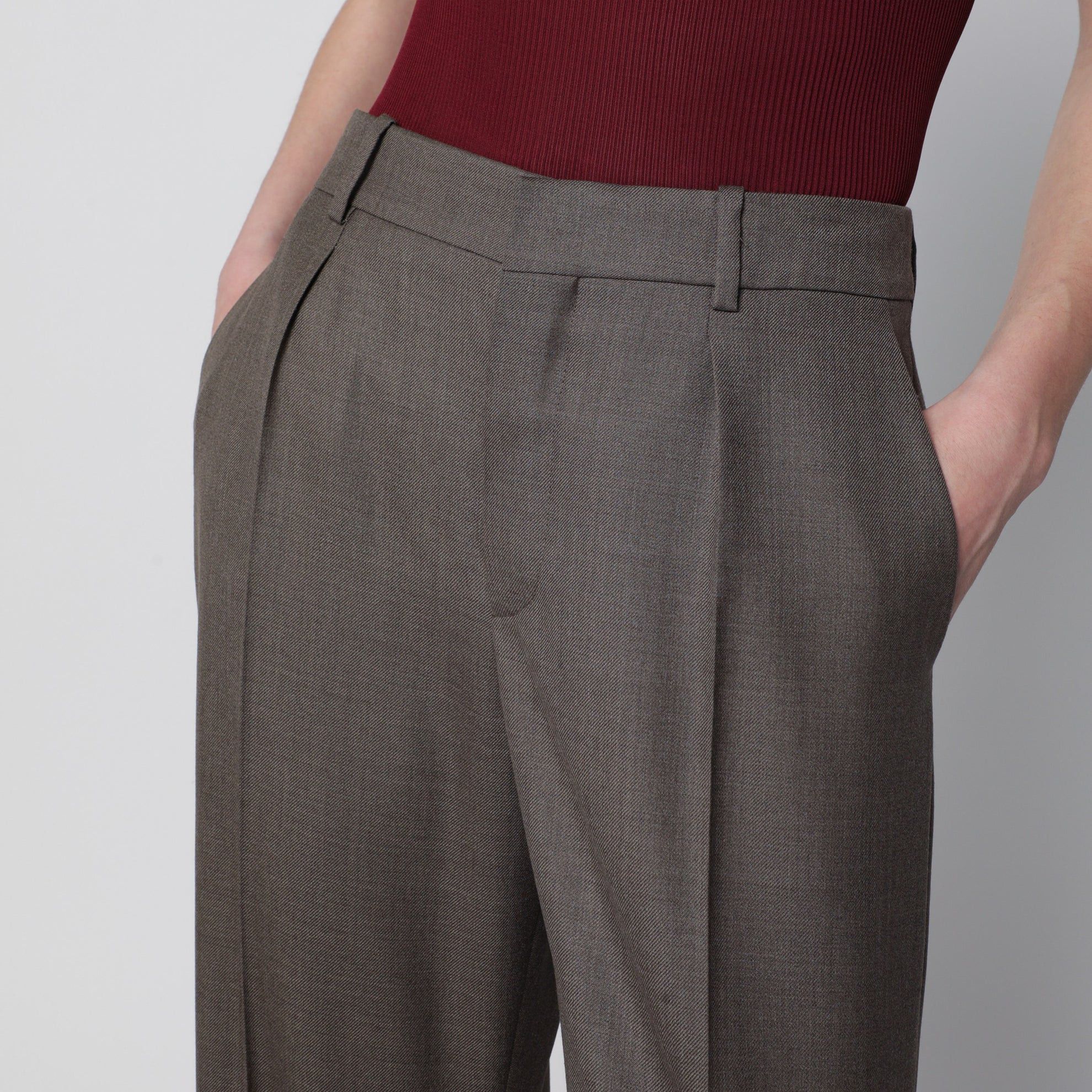 Saint Laurent Paris o1d2blof0526 Straight-leg Wool Trousers in Brown Size 26" / US 2 / IT 38 - 5 Thumbnail