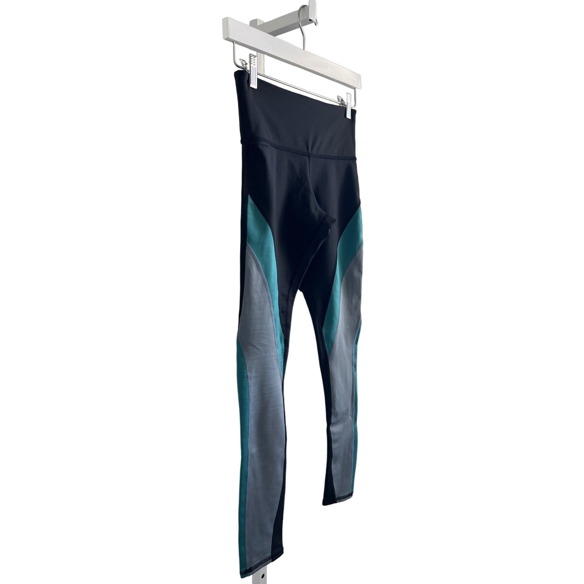 Other Noli Contrast Print Leggings Black With Teal & Grey Panels Size 27" / US 4 / IT 40 - 3 Thumbnail